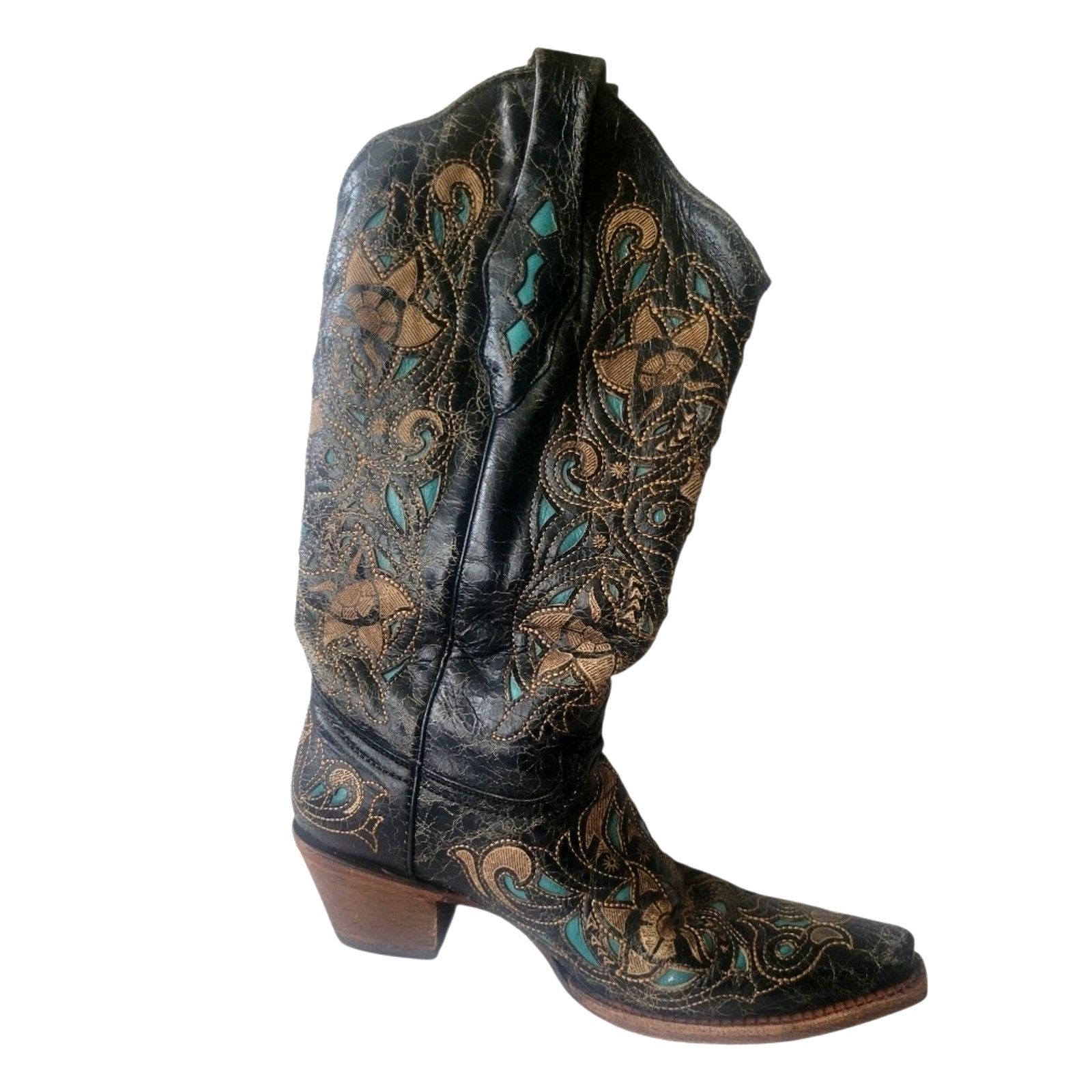 Corral CORRAL WESTERN BOOTS Black Leather Stitching Woman Size 8.5M Size US 8.5 / IT 38.5 - 3 Thumbnail