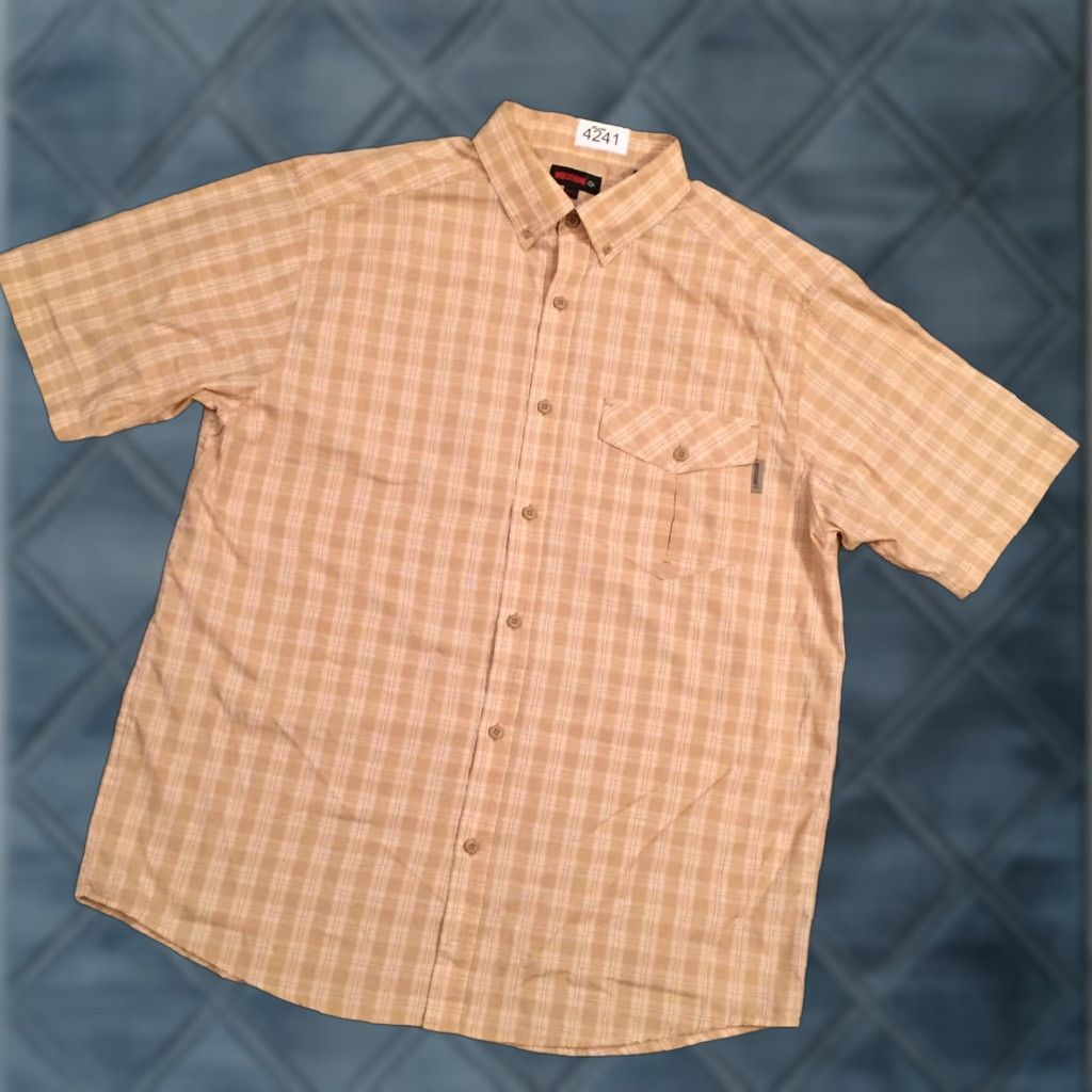 Vintage Wolverine Shirt Mens XL Beige Plaid Short Sleeve Button Up Size US XL / EU 56 / 4 - 1 Thumbnail