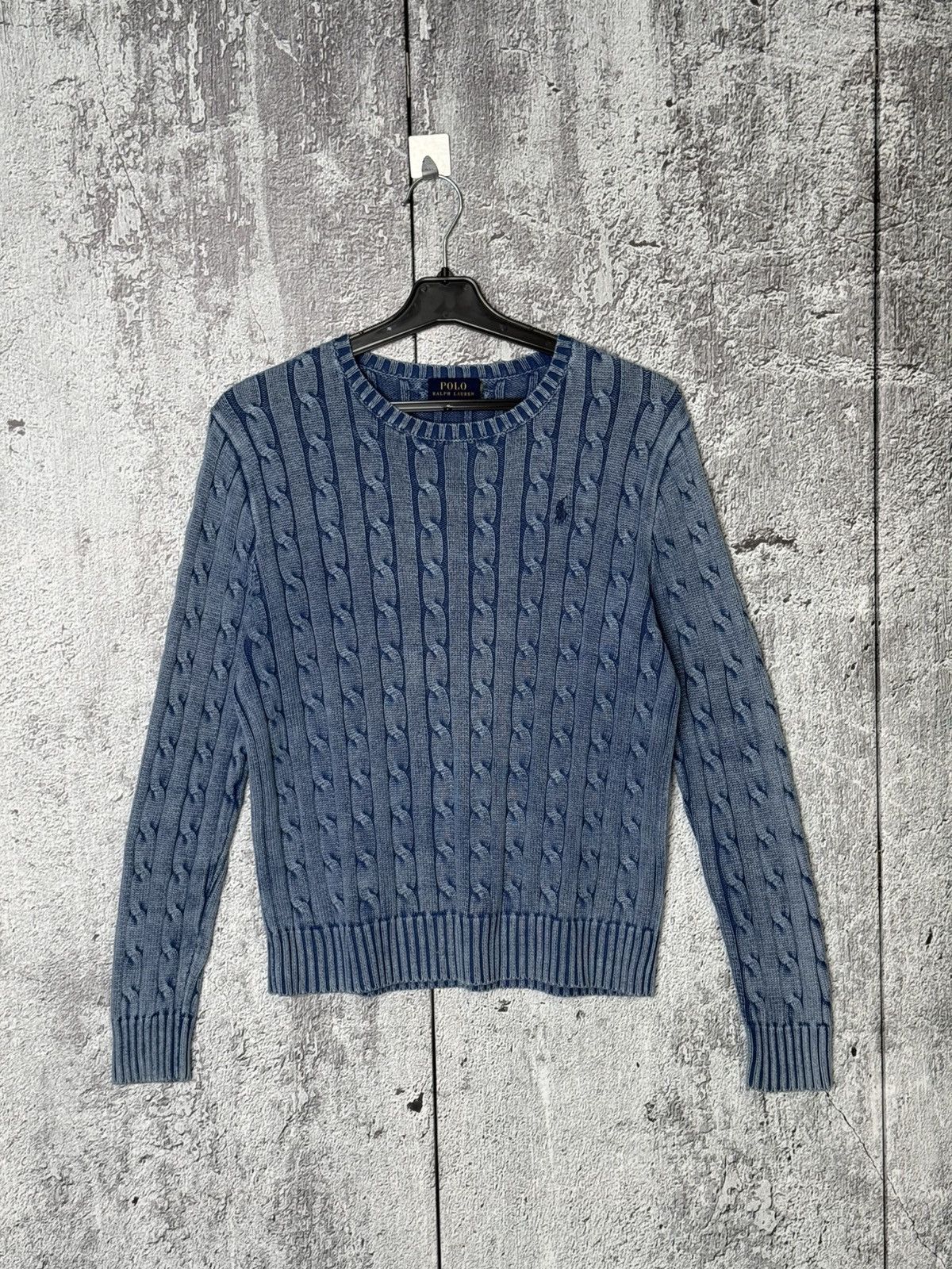 Polo Ralph Lauren Washed Effect Cable Knitted Cotton Sweater