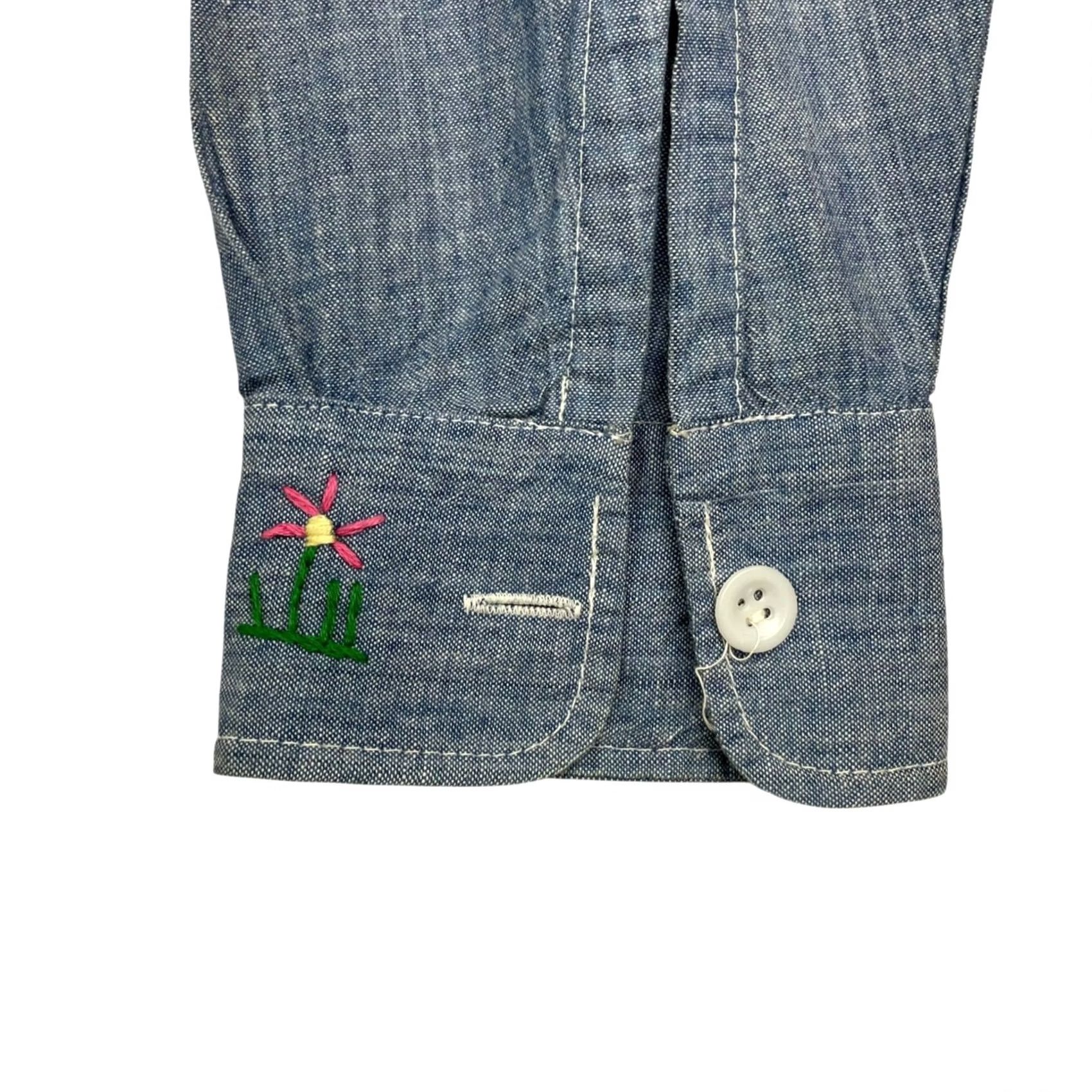 Denime VINTAGE King Kole Denim Shirt Adult Small Blue Long Sleeve Embroidered Hand Sewn Mens 50's Size US S / EU 44-46 / 1 - 5 Thumbnail