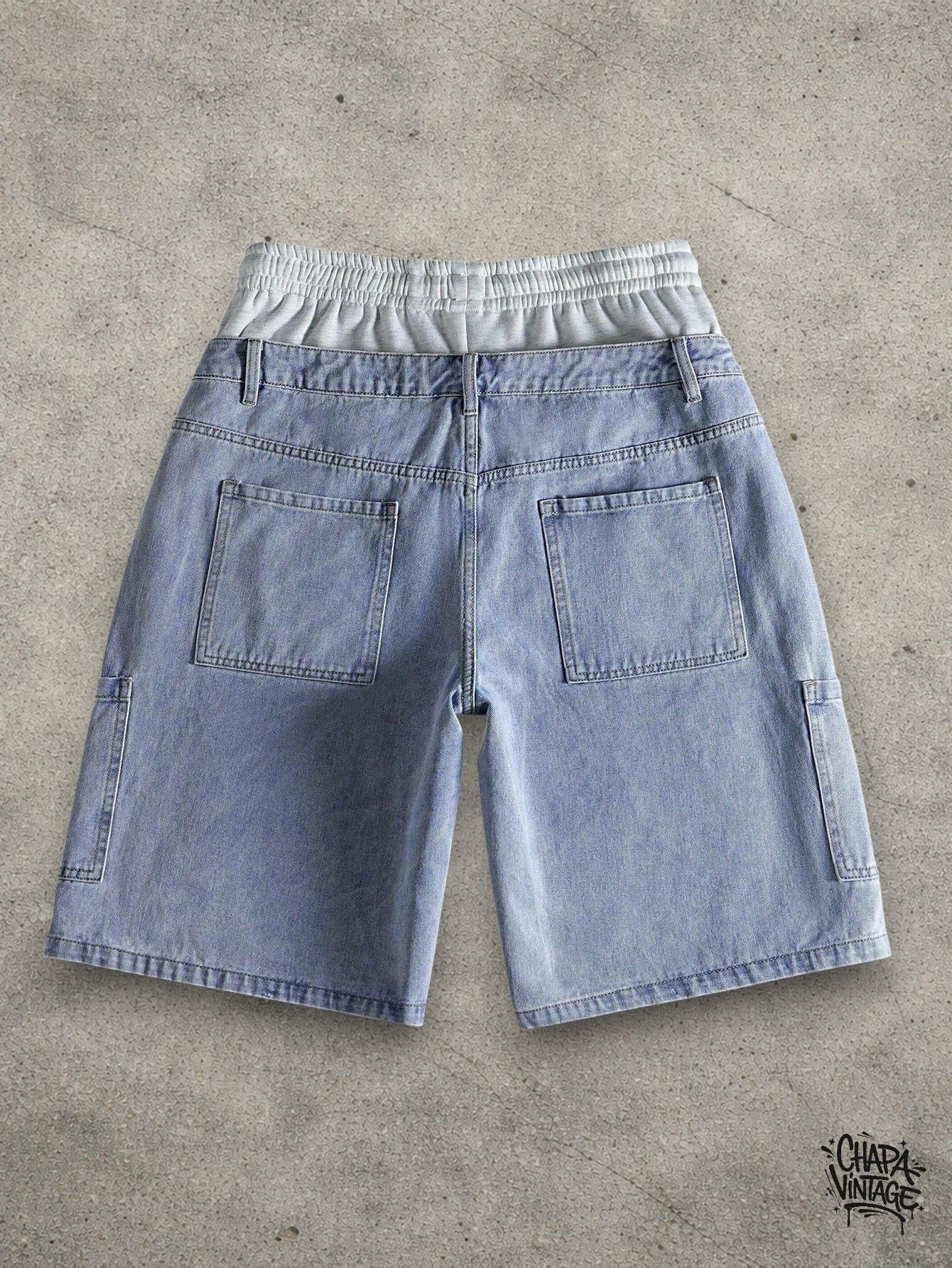 Vintage Light blue double waistband shorts Size US 32 / EU 48 - 3 Thumbnail