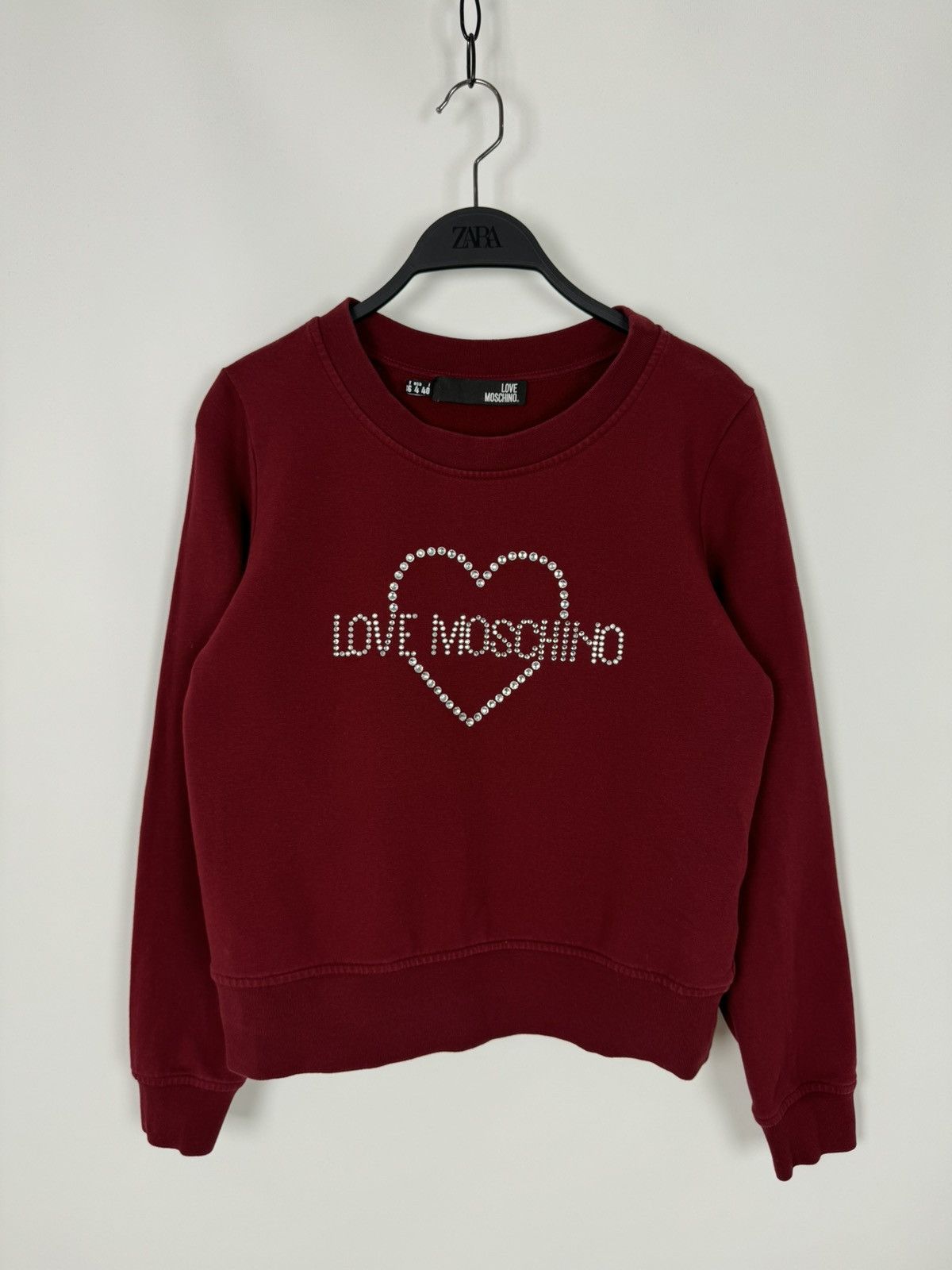Love Moschino Love Moschino Heart Rhinestones Sweatshirt Size S / US 4 / IT 40 - 2 Thumbnail