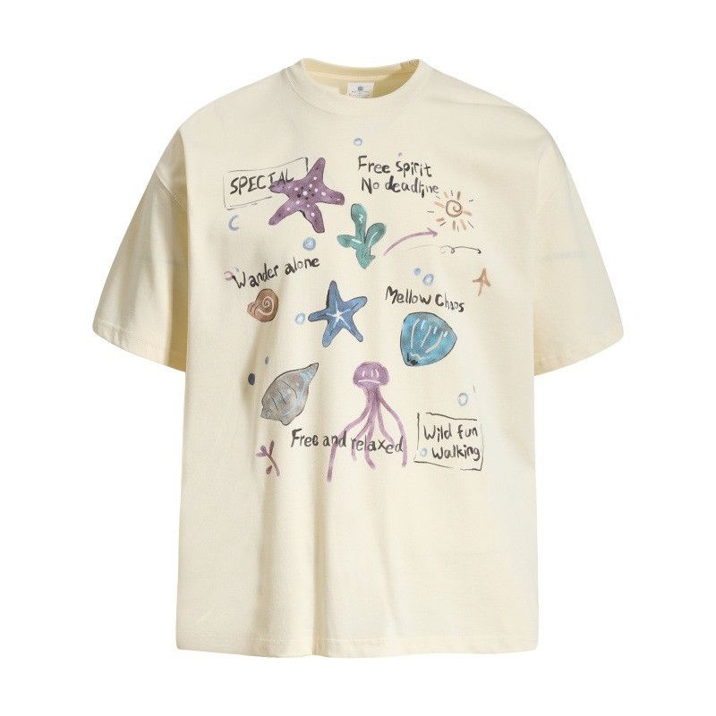 Japanese Brand Men's Starfish Octopus, and Seashell Print T-Shirt Size US M / EU 48-50 / 2 - 1 Thumbnail