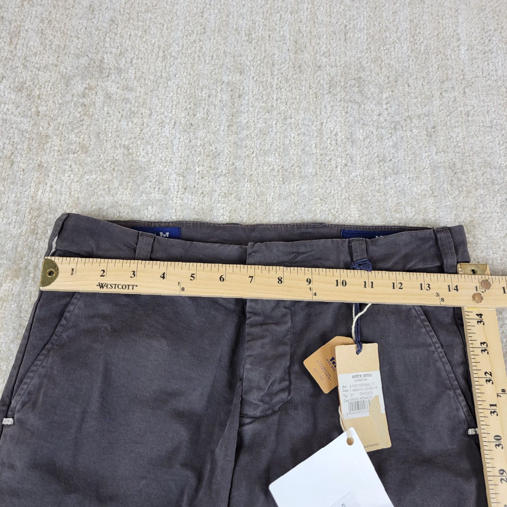 Vintage Entre Amis Men's Pants Slim Straight Chino 31x28 Gray Stretch Twill Cotton Trousers Vintage No Size US 31 - 4 Thumbnail