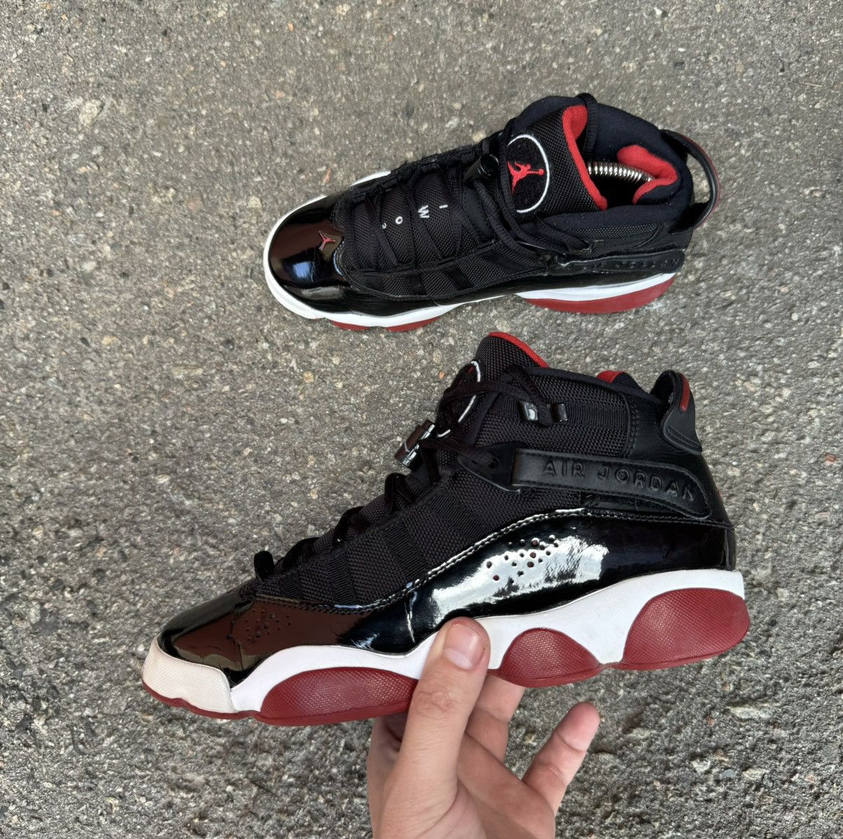 Jordan Brand Jordan 6 Rings Black Varsity Red women high top sneakers 7Y Size US 7 / IT 37 - 1 Thumbnail