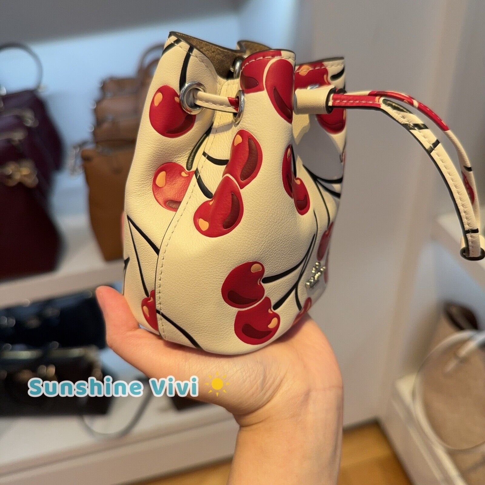 Coach NWT Limited Coach Drawstring Wristlet Cherry Print CZ030 Size ONE SIZE - 4 Thumbnail