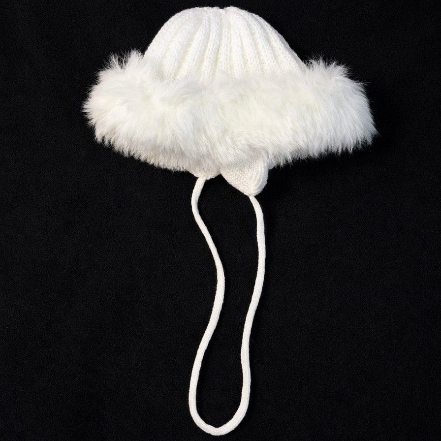 Other White Faux Fur Knit Hat Size ONE SIZE - 4 Thumbnail