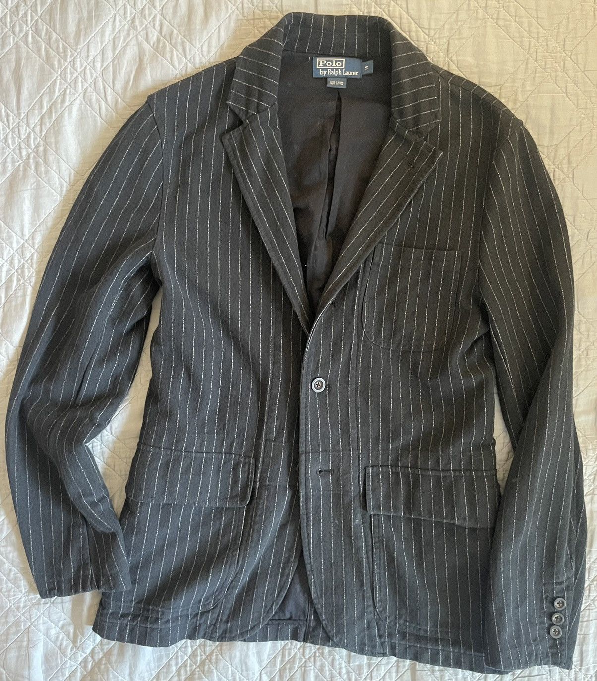Polo Ralph Lauren Deconstructed Patch Pocket Chalk Stripe Sport Coat Size 38R - 1 Thumbnail