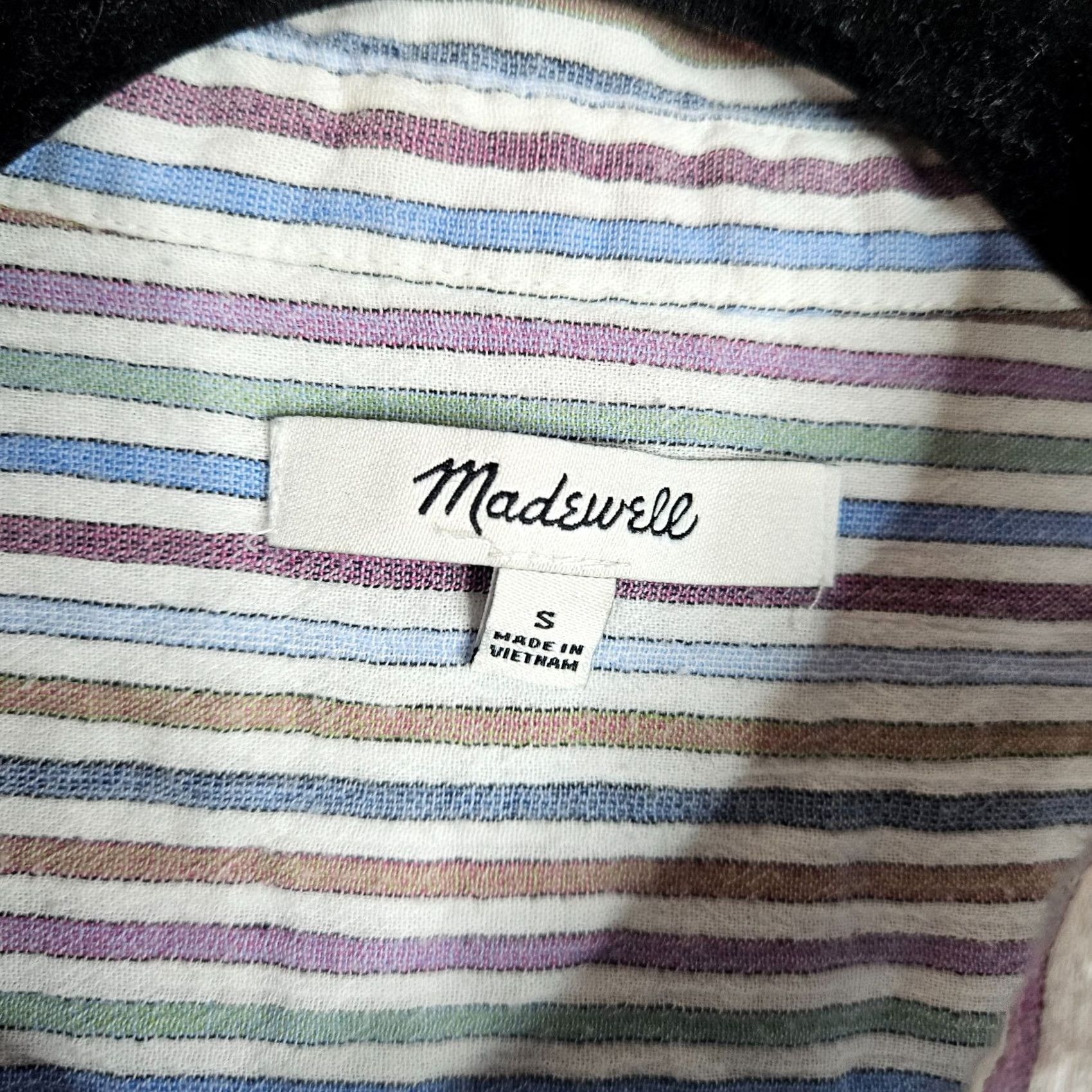 Madewell Madewell Button-Up Short Sleeve Striped Cotton Blouse Women S Regular Multicolor Shirt Size S / US 4 / IT 40 - 6 Thumbnail