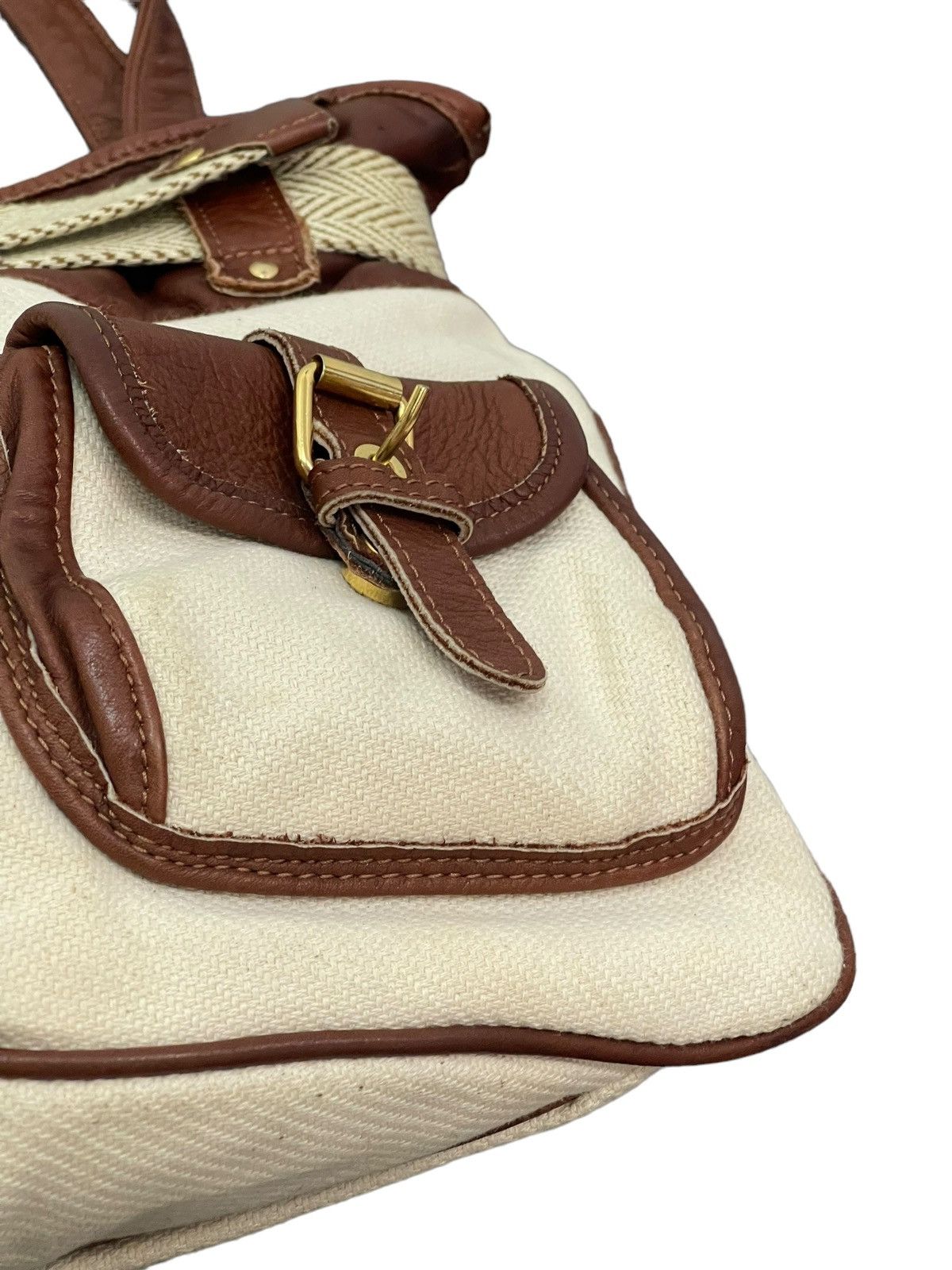 Japanese Brand Leather Cotton Bonfanti Italy Shoulder Bag 4🟩 Size ONE SIZE - 5 Thumbnail