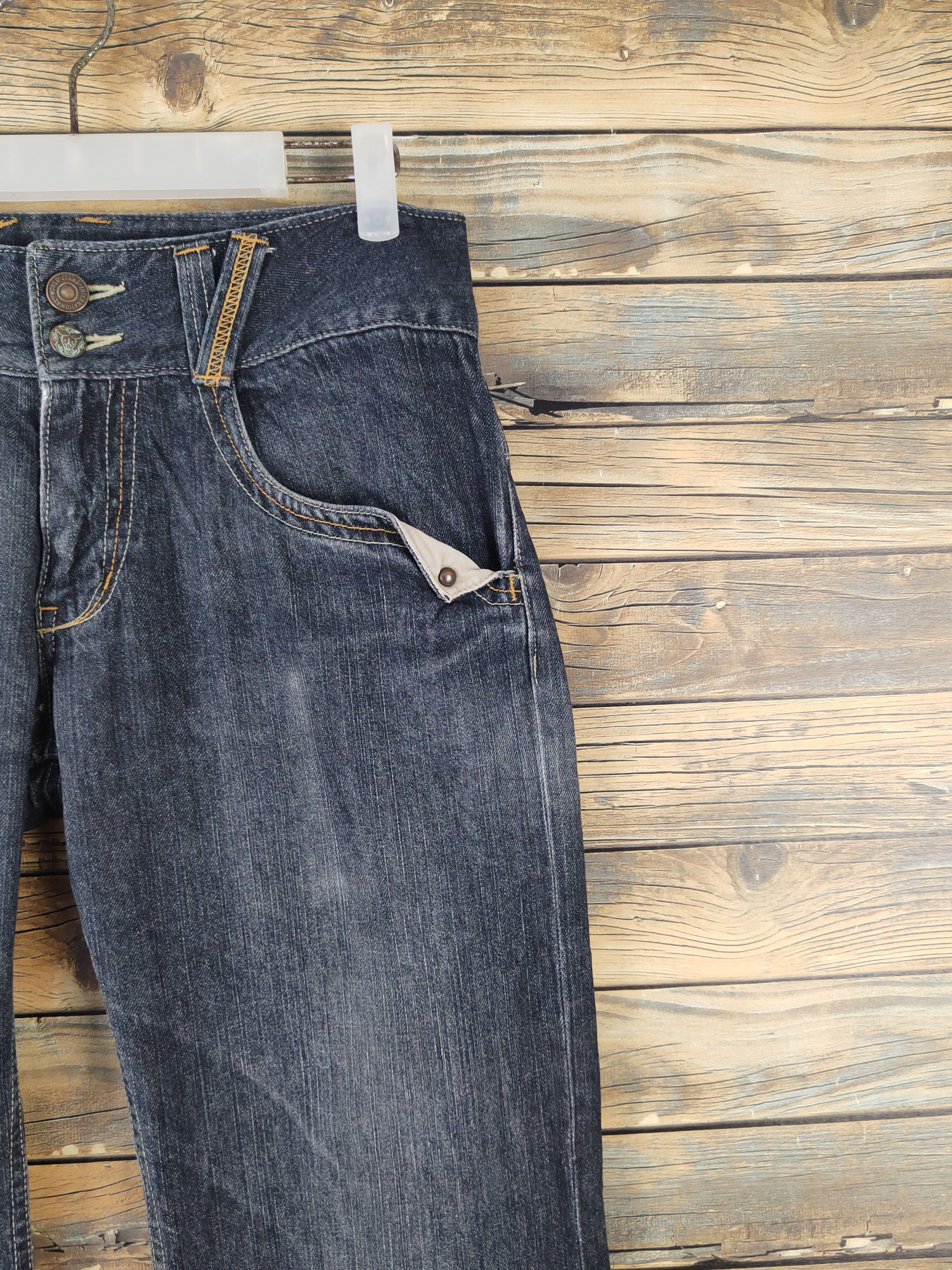 Japanese Brand Exit buckle back Distressed Ripped denim punk Jeans #W1991 Size 29" - 5 Thumbnail