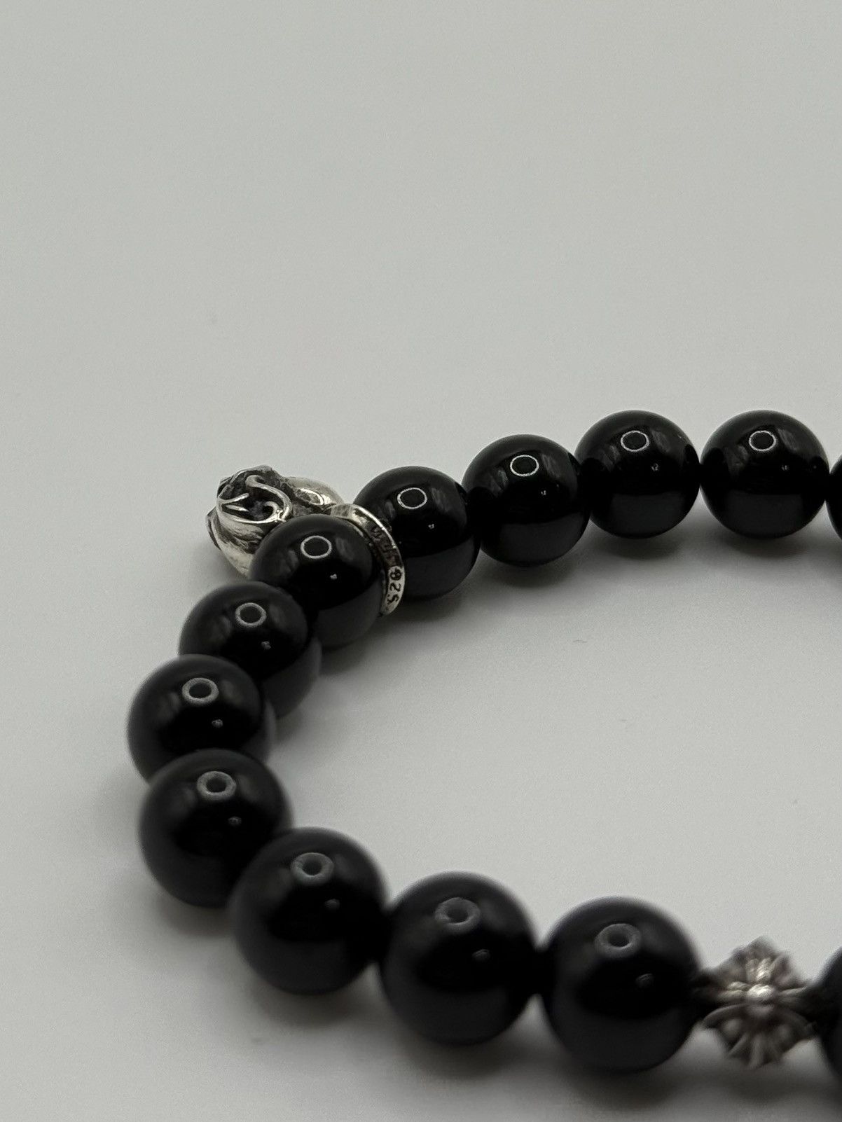 Chrome Hearts Black Heart Beaded Bracelet