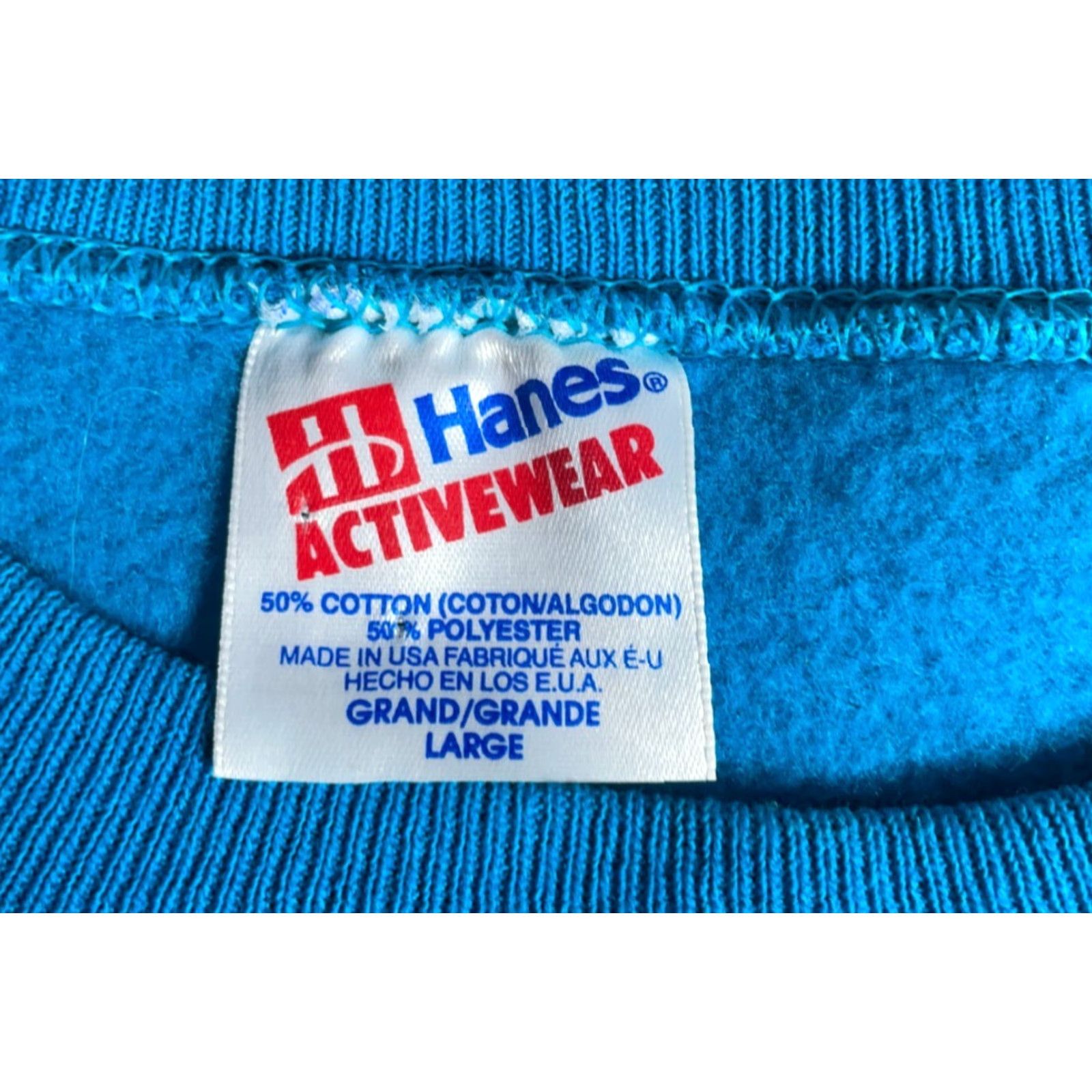 Hanes VINTAGE Hanes Sweatshirt Las Vegas Tribal Sun Blue 50/50 Raglan Sleeve Adult Large Crew Neck Graphic Print 90s City Retro Mens Size US L / EU 52-54 / 3 - 3 Thumbnail