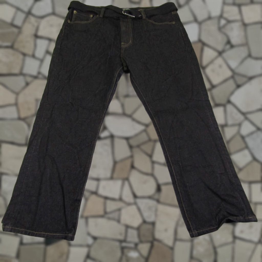 Denime Kno Betta Jeans Mens 40x30 Blue Denim Dark Rinse Wash Belted Straight Leg Pants Size US 38 / EU 54 - 1 Thumbnail