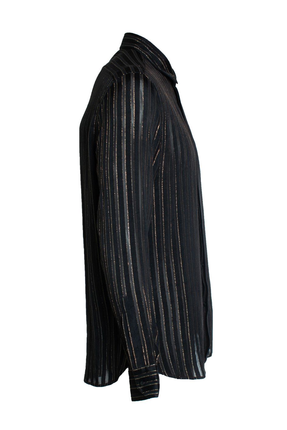Saint Laurent Paris Saint Laurent, black gold sheer striped lurex shirt Size US M / EU 48-50 / 2 - 4 Thumbnail