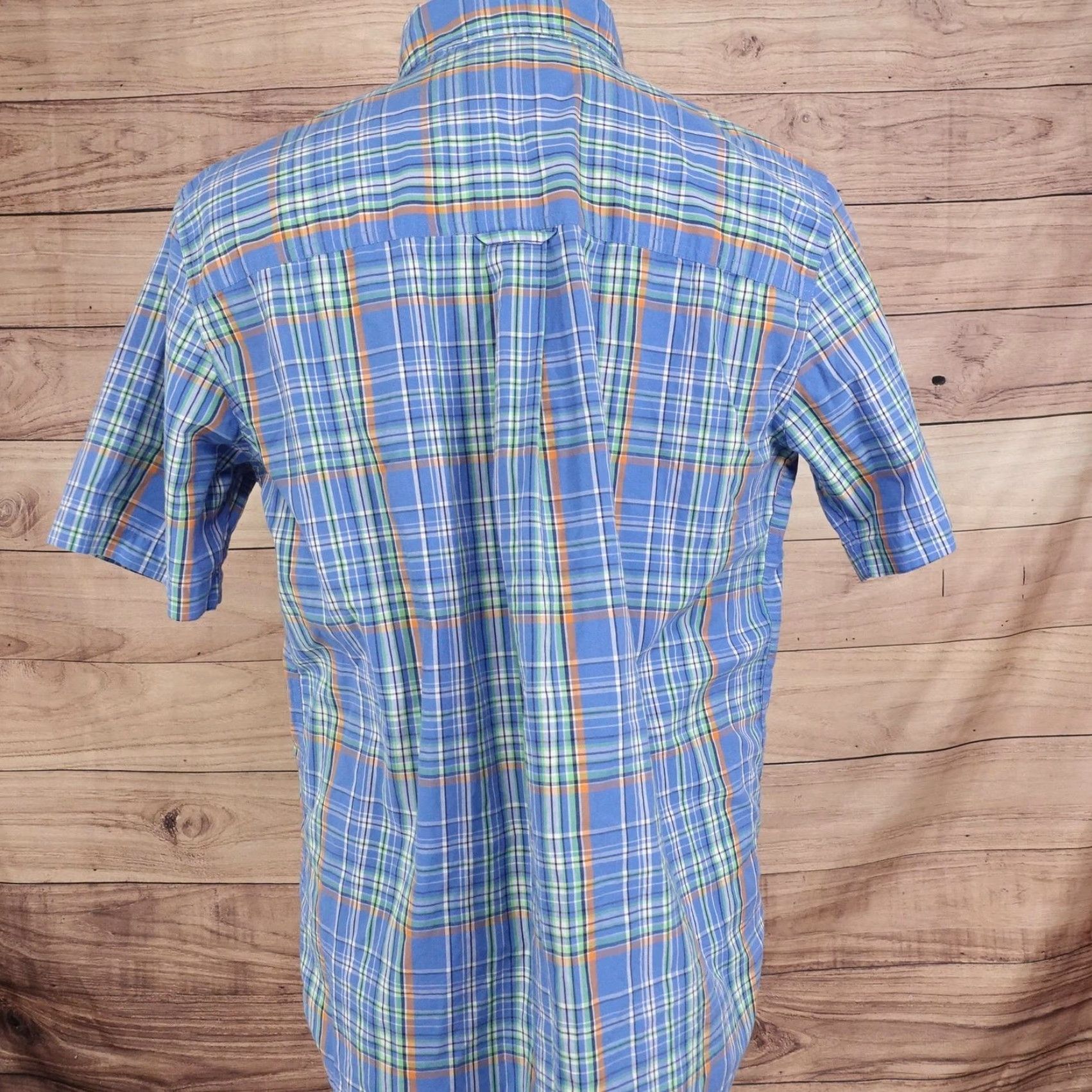 Chaps Chaps Shirt Mens M Blue Plaid Short Sleeve Button-Up Cotton Blend Polyester Size US M / EU 48-50 / 2 - 4 Thumbnail
