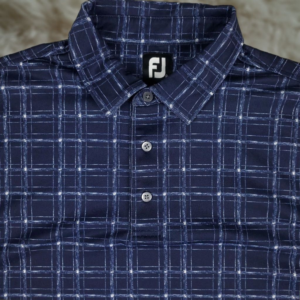Footjoy FJ Polo Shirt Mens XL Blue Plaid Golf Casual Short Sleeve Shirt Size US XL / EU 56 / 4 - 1 Thumbnail