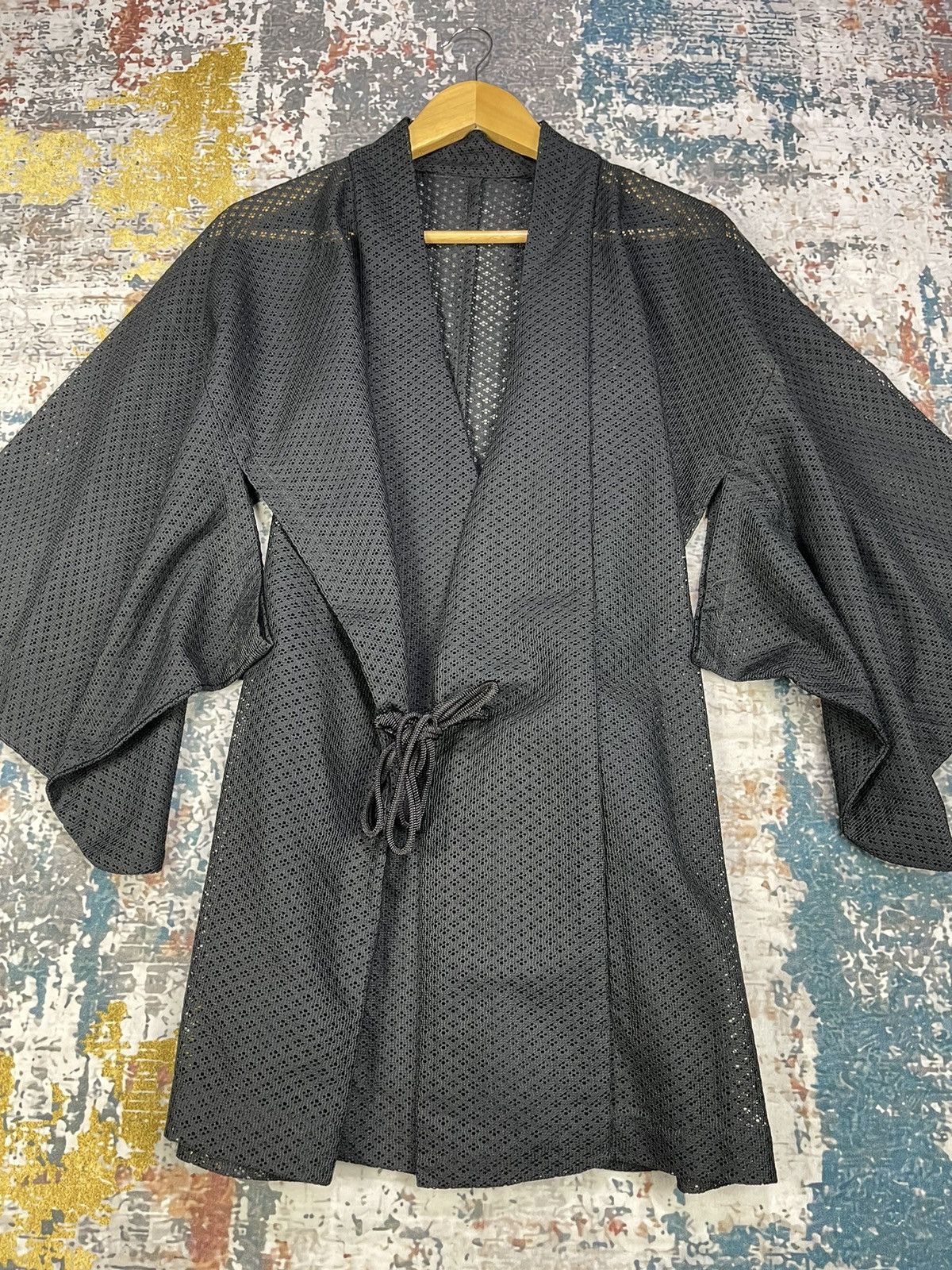 Japanese Brand Vintage KIMONO Black Mesh Japan Traditional Wear Size ONE SIZE - 2 Thumbnail