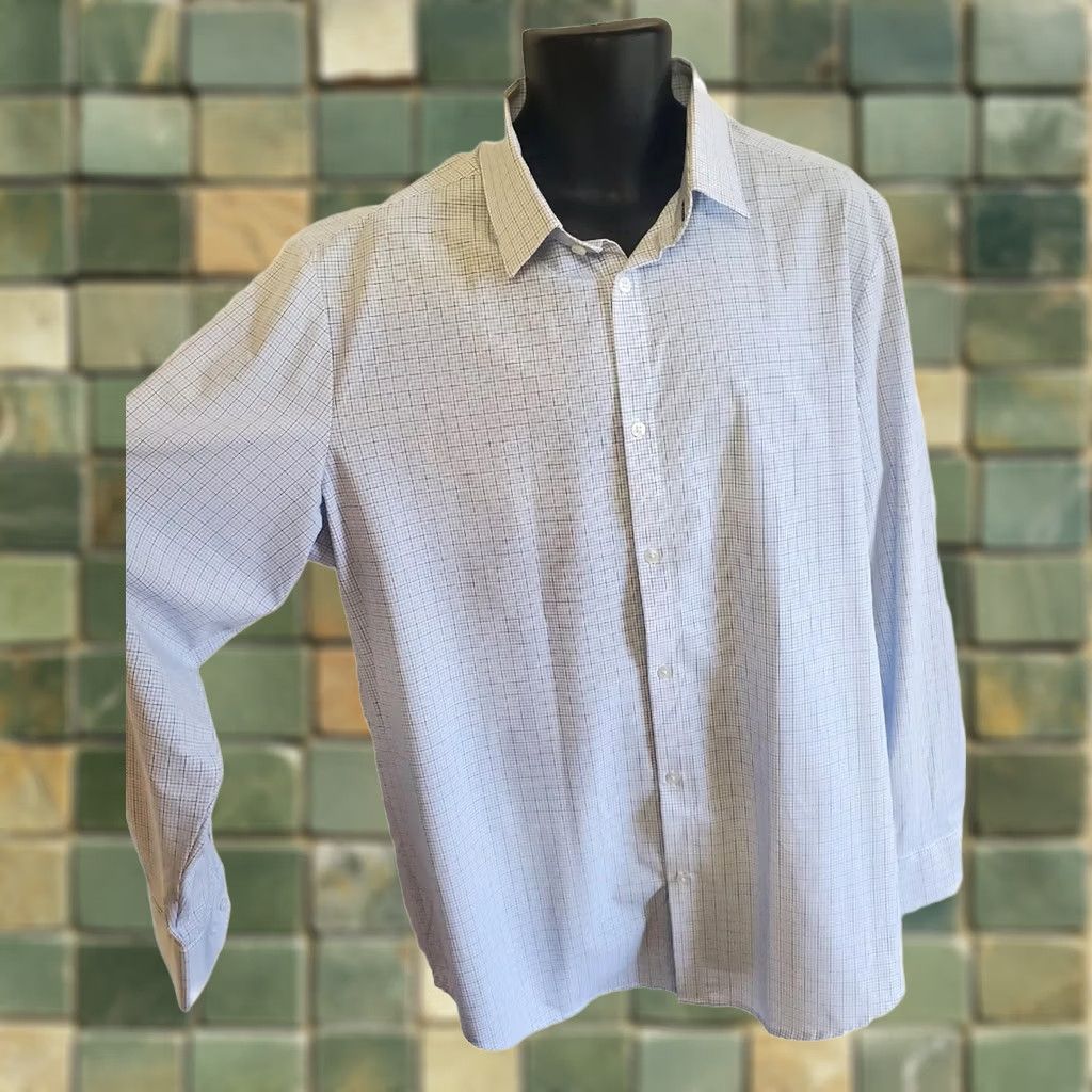 Mizzen+Main Mizzen + Main Shirt Mens XXL Trim Fit Button Up Light Blue Tattersal Check Plaid Size US XXL / EU 58 / 5 - 1 Thumbnail