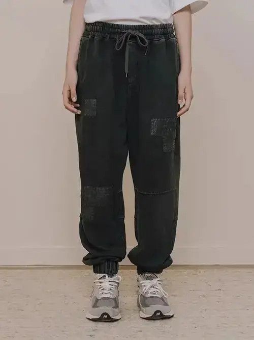 Other 20AW Indigo Union Japan Dark Grey Patchwork Smiley Pants Size US 31 - 4 Thumbnail
