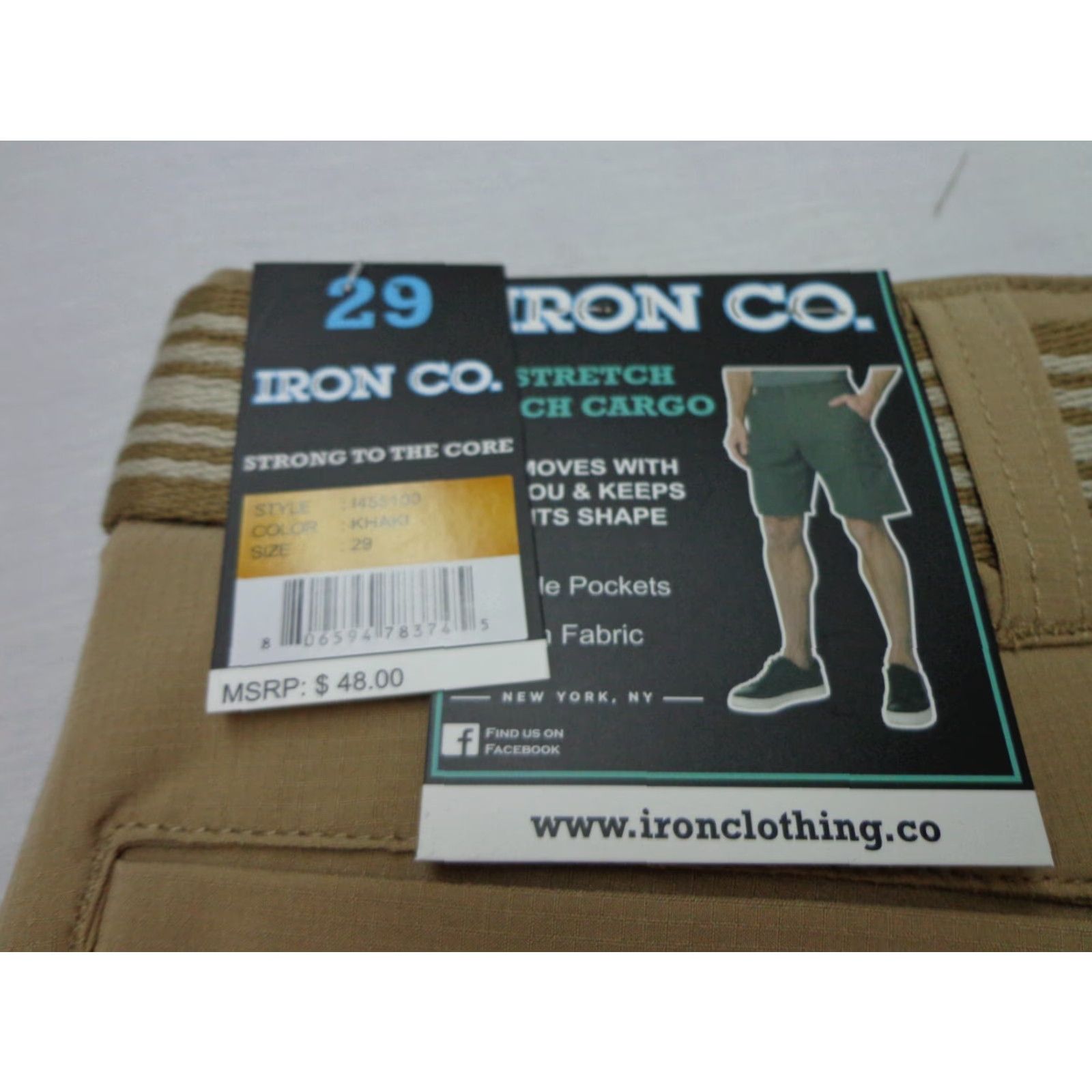 Vintage IRON CO. Cargo Shorts Belted Stretch Tech Khaki Beige 29 NEW Men Regular Size Size US 29 - 2 Thumbnail
