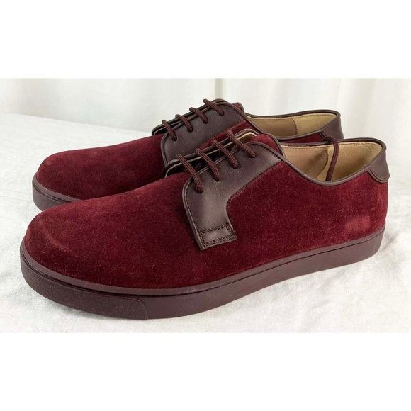image of 42 Gianvito Rossi Burgundy Win Maroon Red Suede Fashion Snea Shoes, Men's (Size 9)