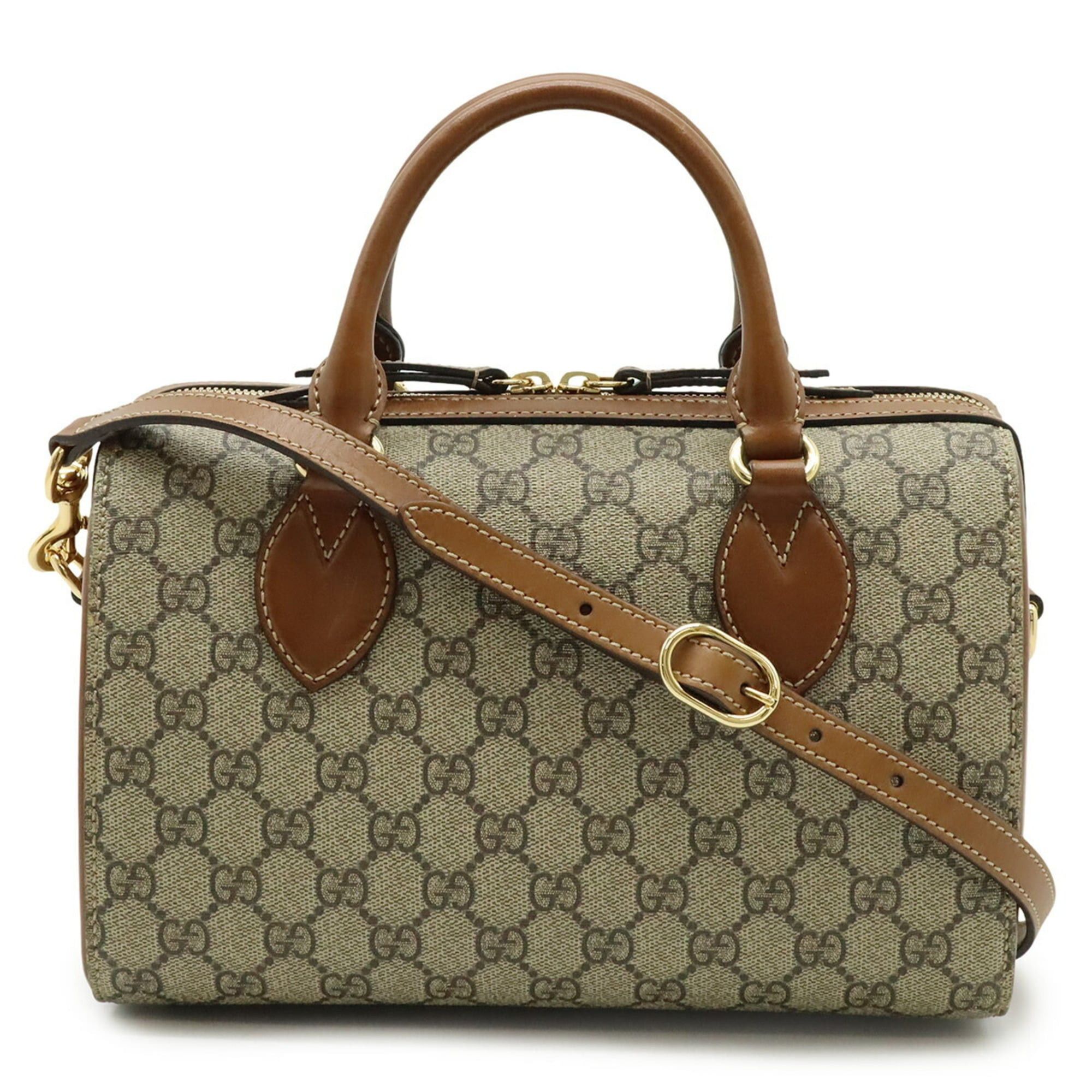 GUCCI GG Supreme handbag/shoulder bag in PVC and leather beige brown 409529