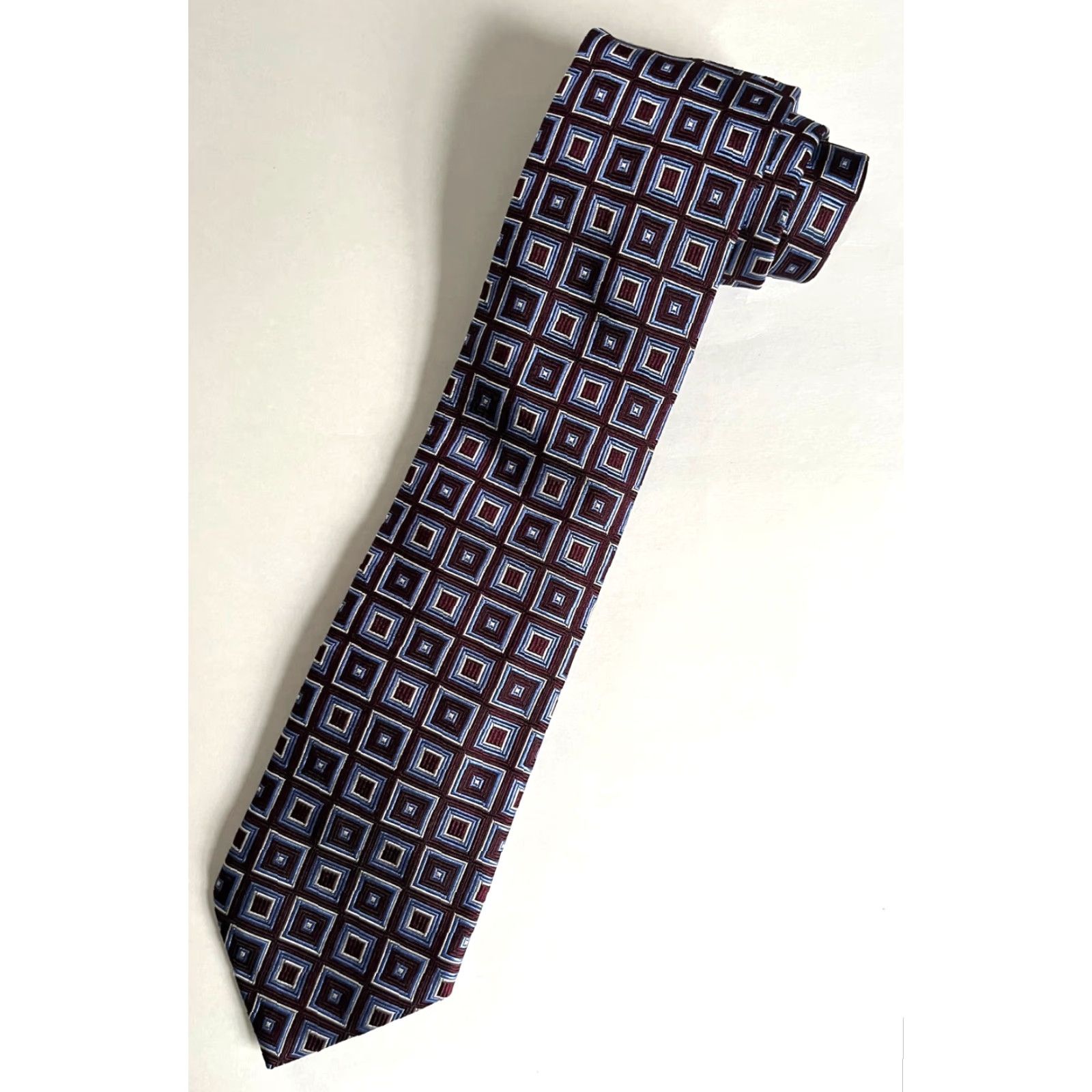 Canali Canali Tie Geometric Silk Made in Italy Men’s Wide 59" Purple Multicolor Designer Luxury Size ONE SIZE - 2 Thumbnail