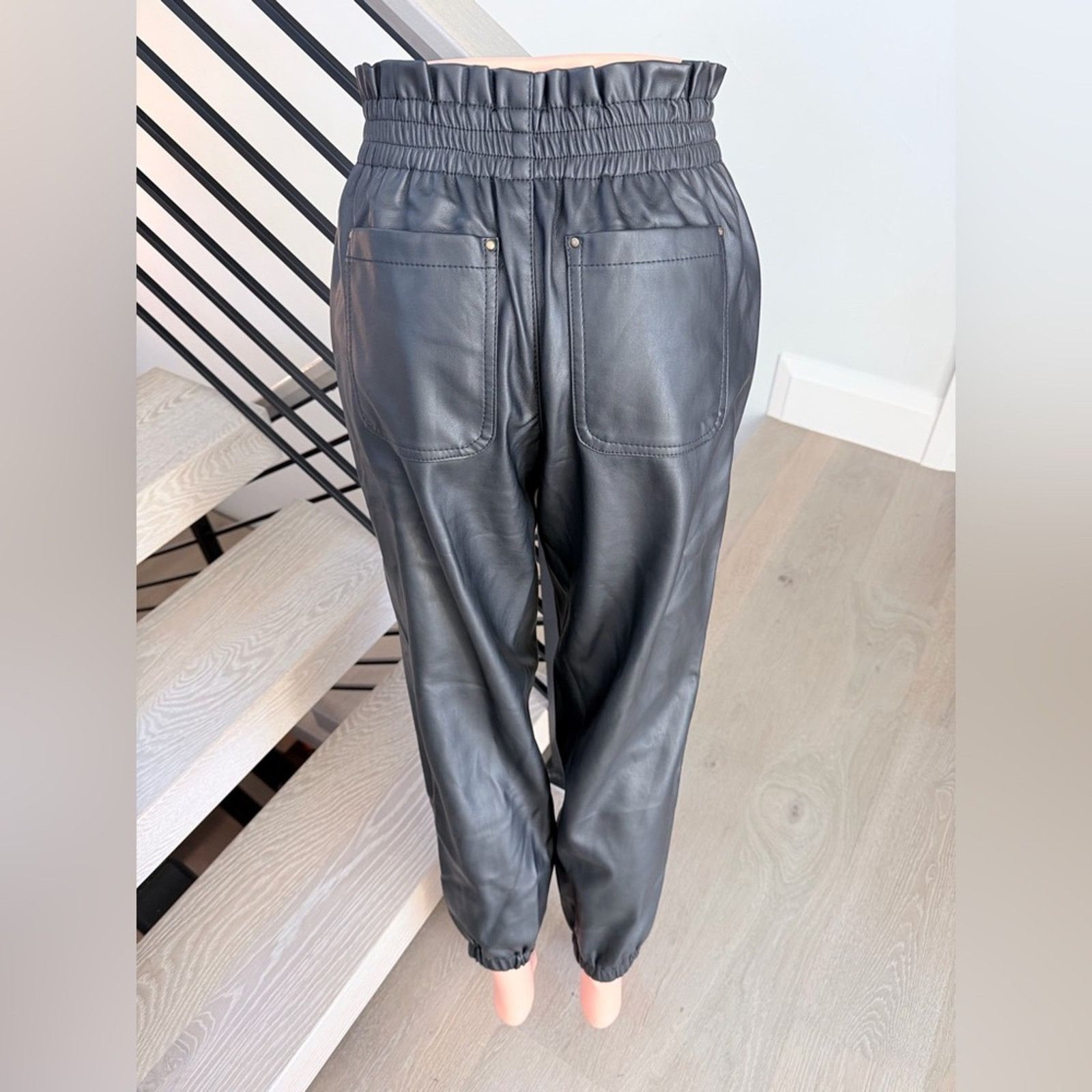 Other New Y2K Black Faux Leather Jogger Pants size S Size 26" / US 2 / IT 38 - 9 Thumbnail