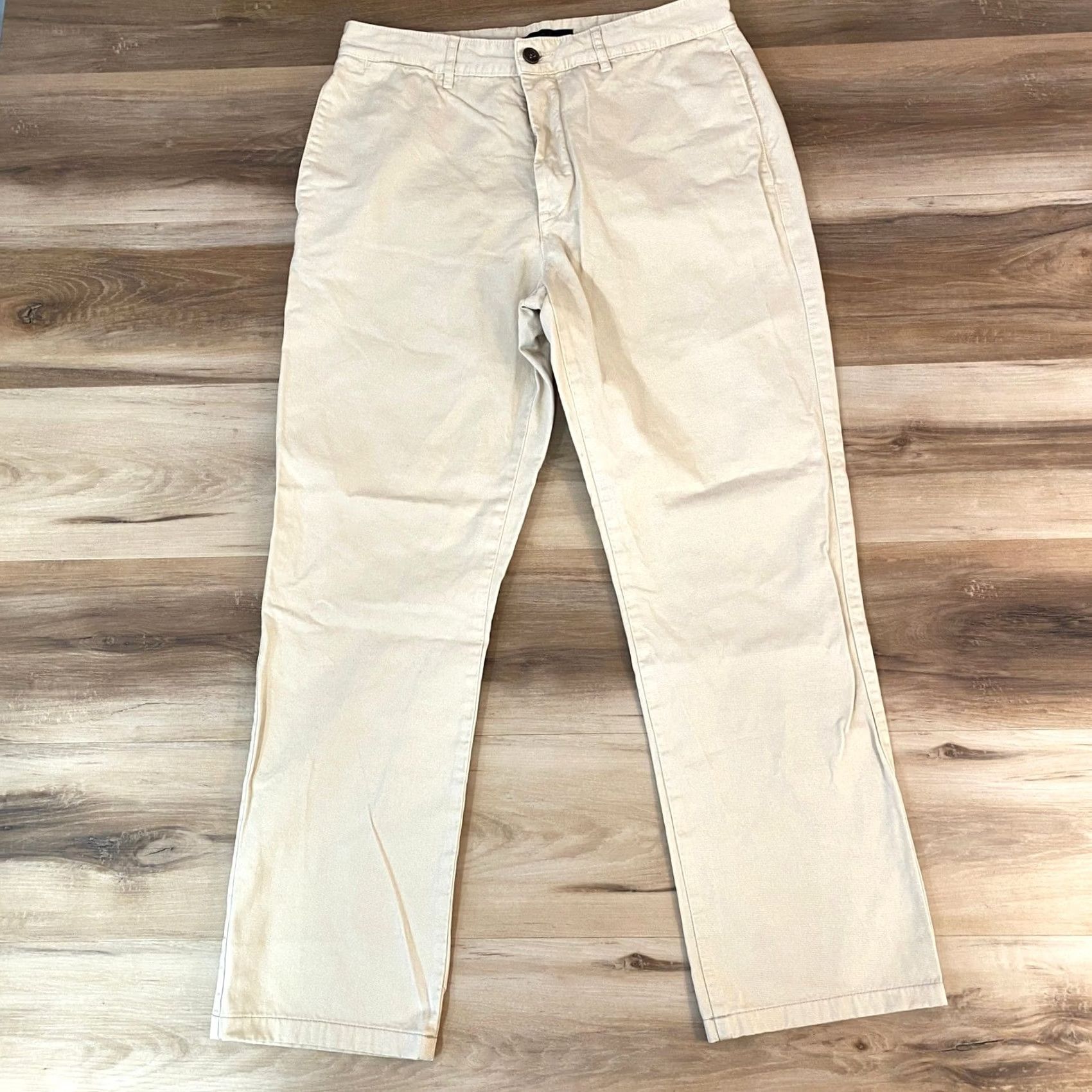 Unis UNIS Pants Mens 33 Khaki Cotton Button Fly Chinos Straight Made in Italy Size US 33 - 2 Thumbnail