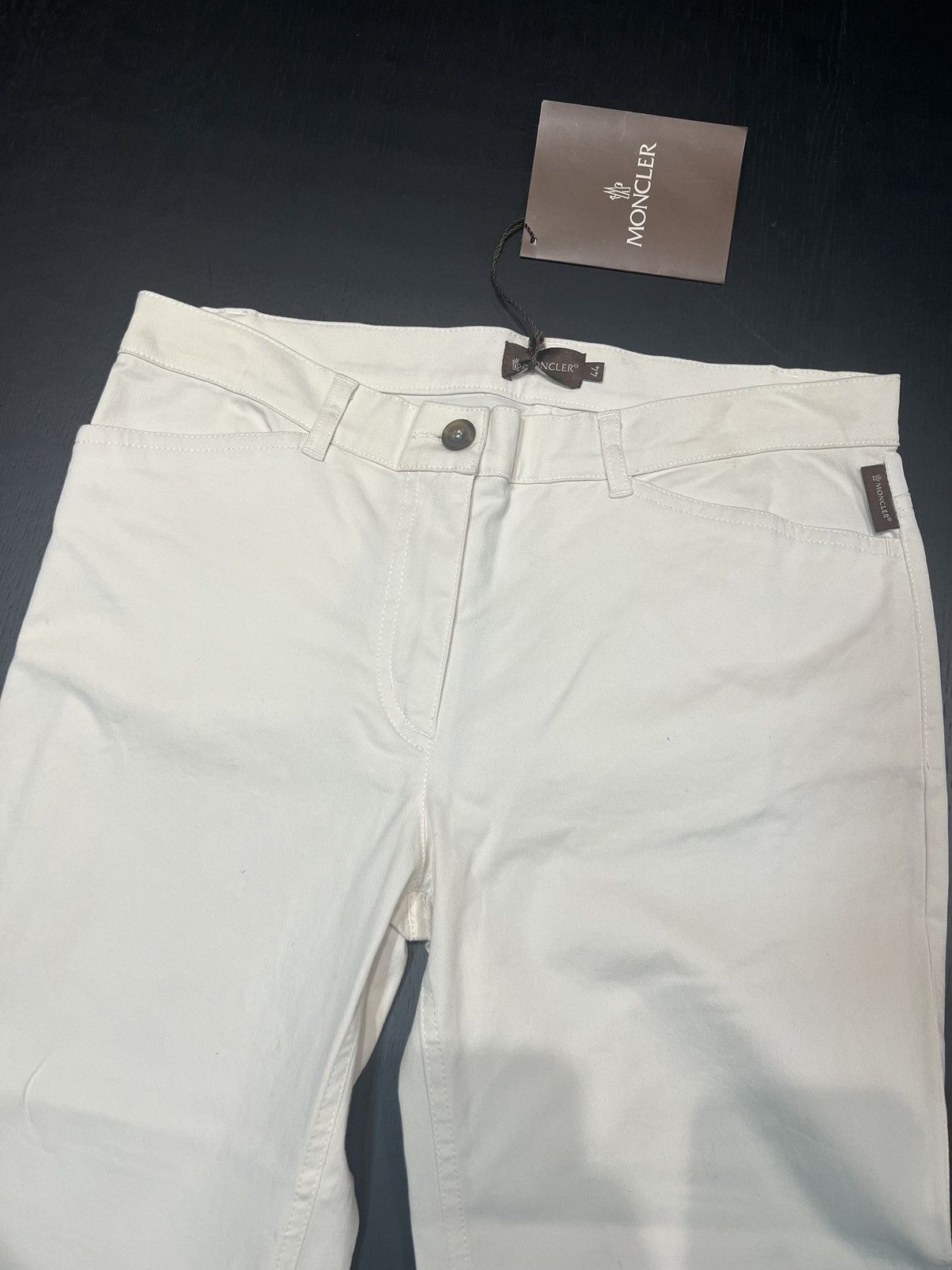 Moncler × Vintage Moncler Ladies’ White Cotton 1-Button Trouser Pants Y2K Size 30" / US 8 / IT 44 - 2 Thumbnail