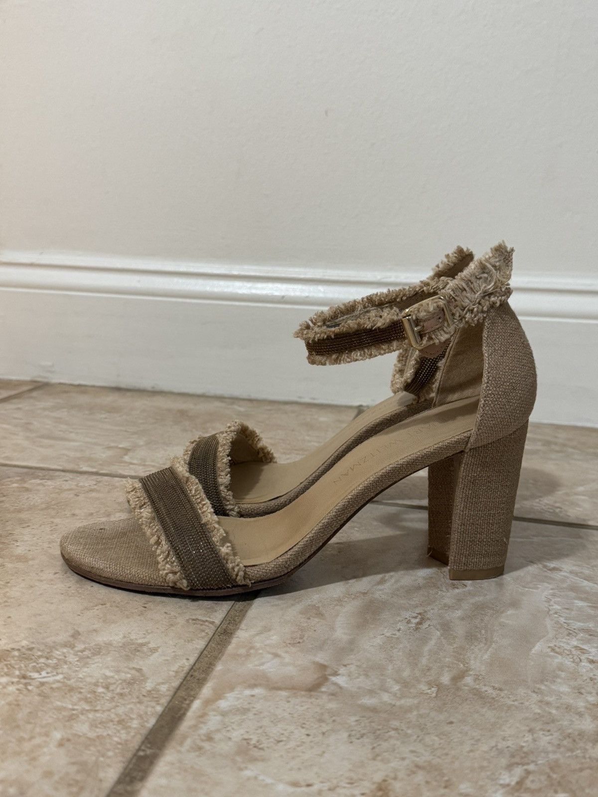 Stuart Weitzman Women's Beige Heeled Sandals Stuart Weitzman Size US 8 / IT 38 - 1 Thumbnail