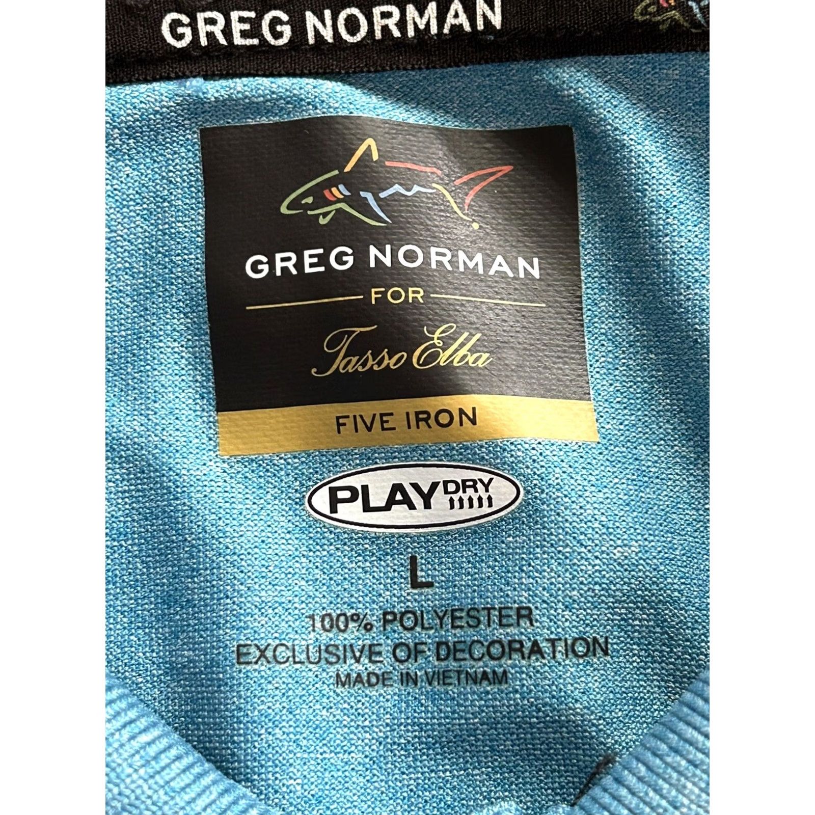 Vintage VINTAGE? (No) Greg Norman Play Dry Performance Polo Shirt Mens L Blue Short Sleeve Button Golf Sz Large Size US L / EU 52-54 / 3 - 4 Thumbnail