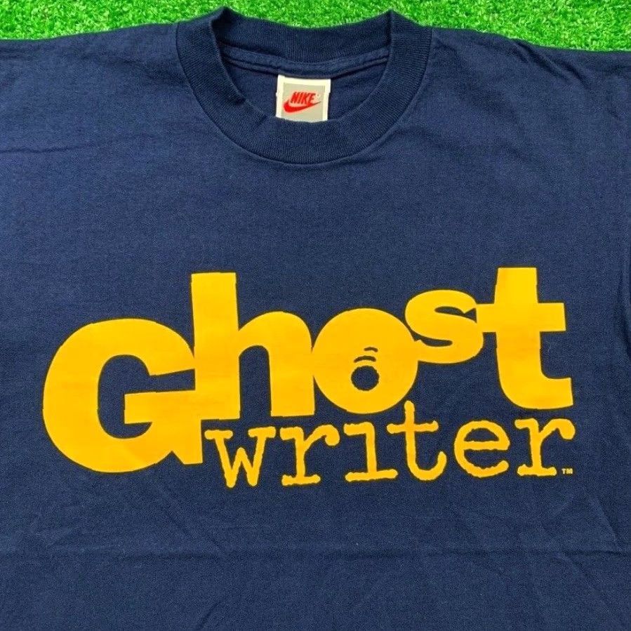 VINTAGE Nike Graphic T-Shirt Men Medium Navy Ghost Writer 90s Retro TV Movie Collectible