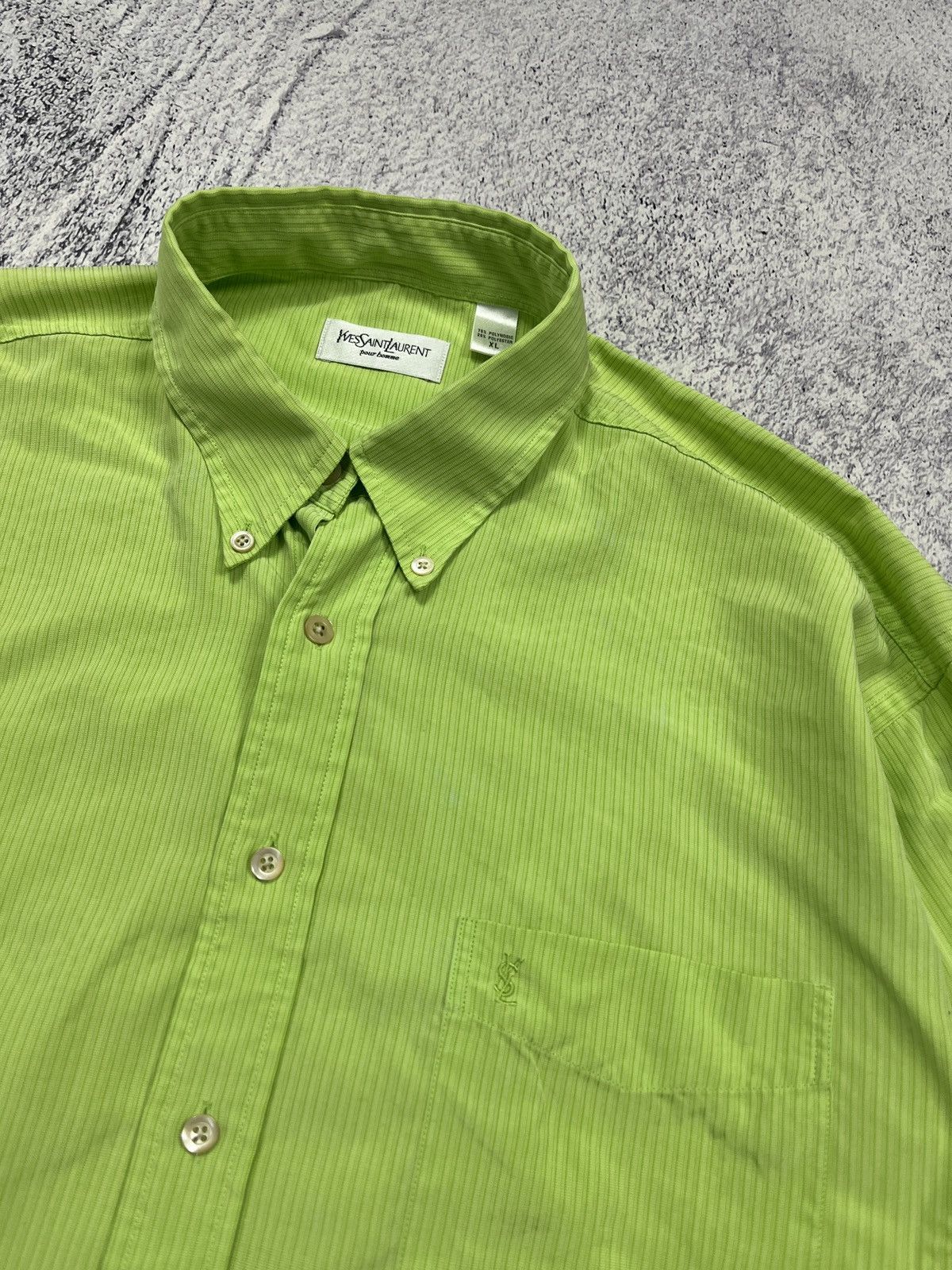 Vintage × Yves Saint Laurent Vintage 90s Yves Saint Laurent Pocket Logo Button Up Shirt Size US XL / EU 56 / 4 - 5 Thumbnail
