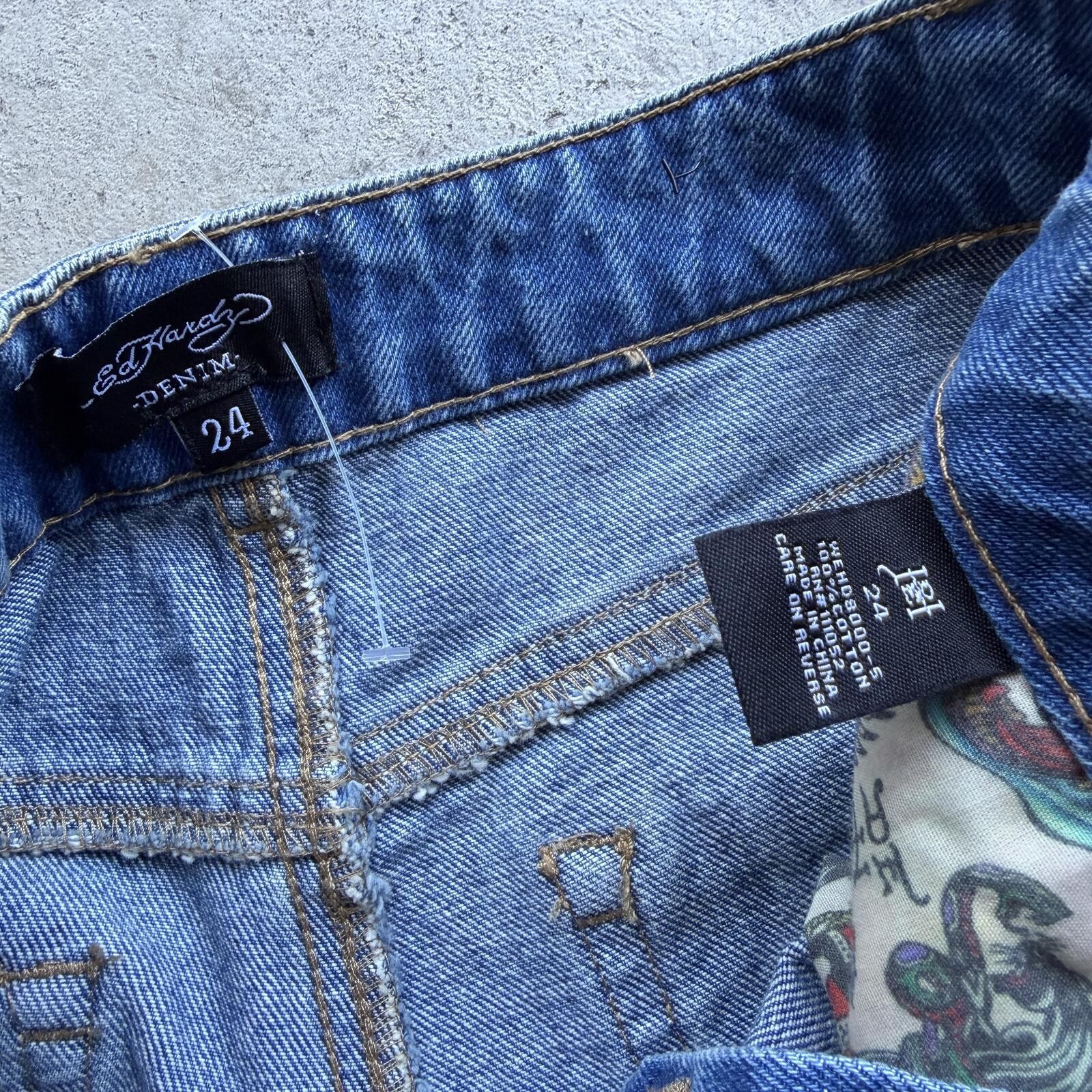 Ed Hardy Vintage Y2K Ed Hardy Denim Booty Shorts Women’s 24 Tattoo Size 24" / US 00 / IT 34 - 5 Thumbnail