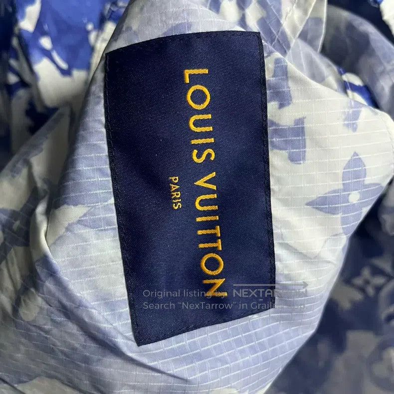 Louis Vuitton Louis Vuitton Blue Ink Logo Printed Hooded Windbreaker Jac Size US M / EU 48-50 / 2 - 2 Thumbnail