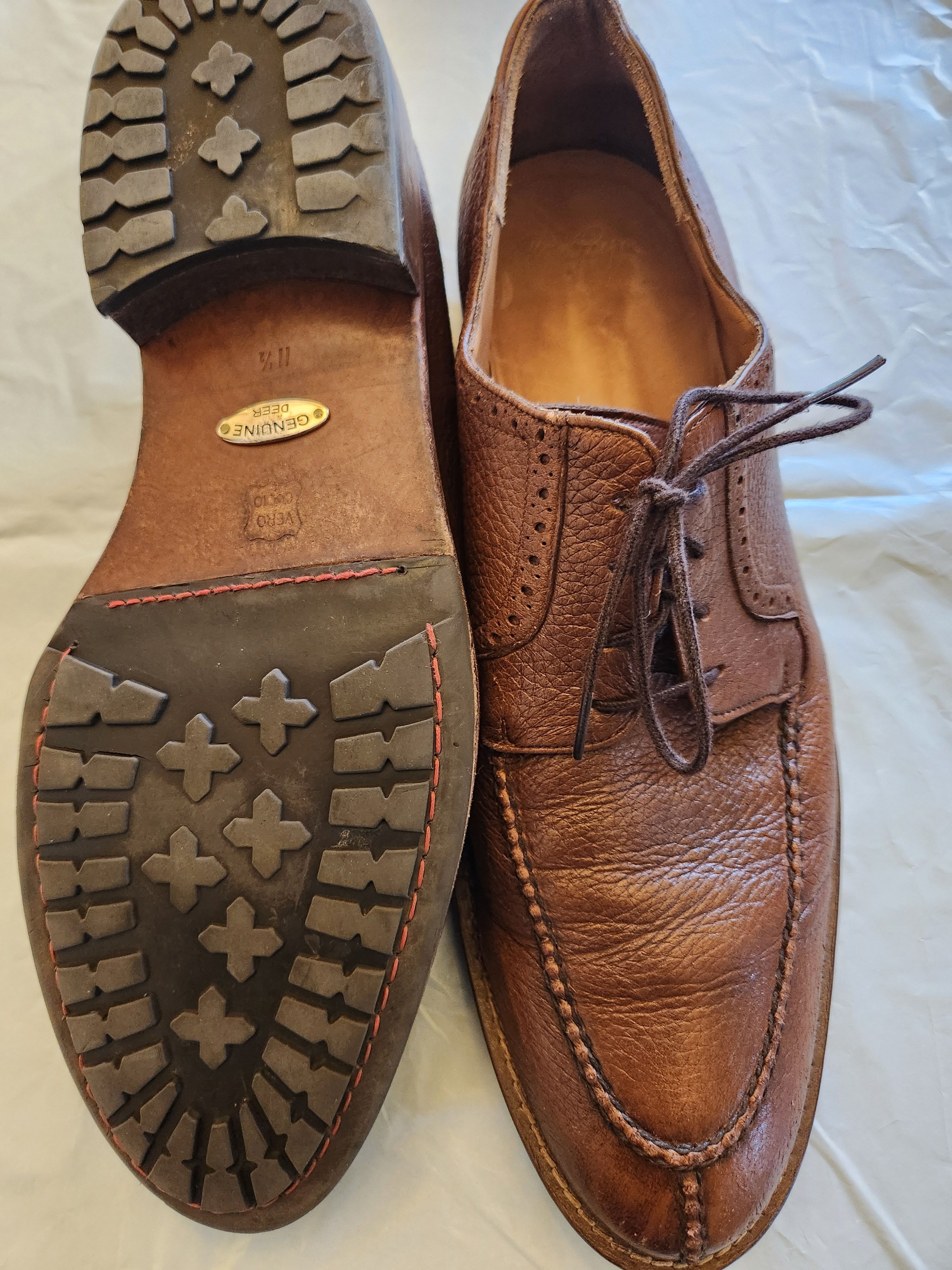 Alan Payne Vintage Men's Antique Slit Toe Lace Up Oxford Shoes Size US 11.5 / EU 44-45 - 3 Thumbnail