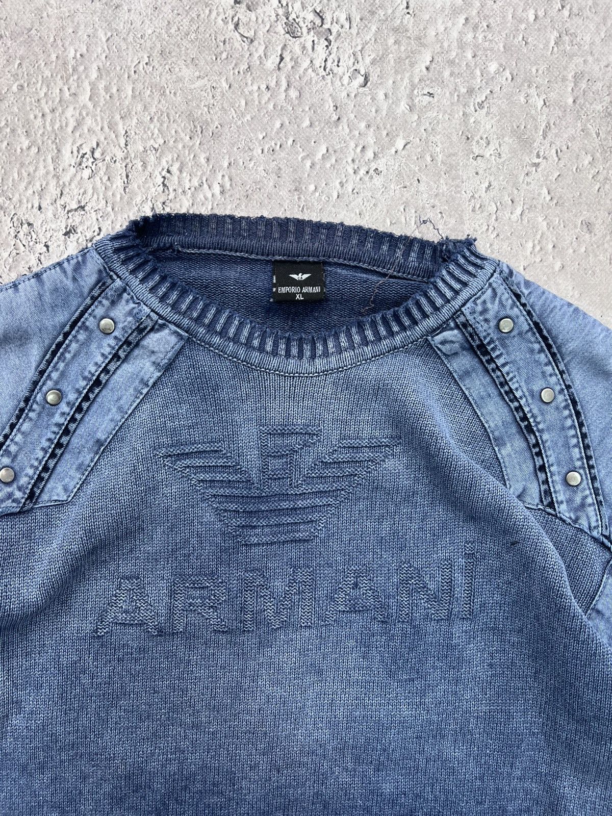 Giorgio Armani × Vintage 1 Men's EMPORIO ARMANI Y2K Vintage COTTON Sweater Jacket Size US L / EU 52-54 / 3 - 4 Thumbnail