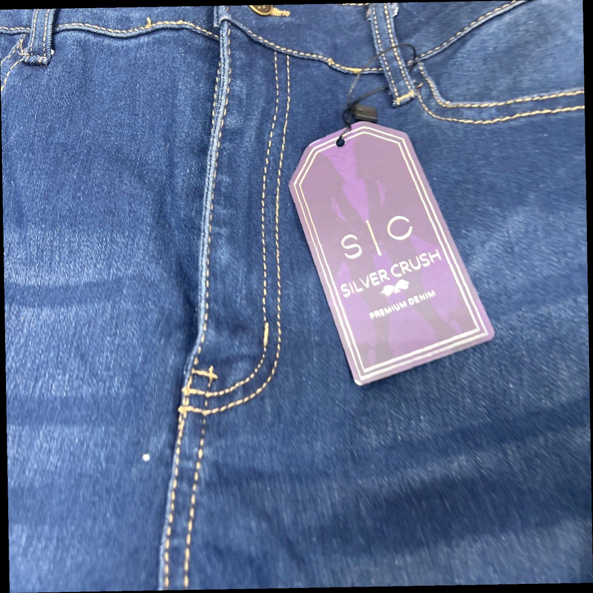 Other Woman’s Silver Crush Skinny Ankle High Rise Triple Button Blue Jeans Size 14w Size 36" / US 14 / IT 50 - 2 Thumbnail