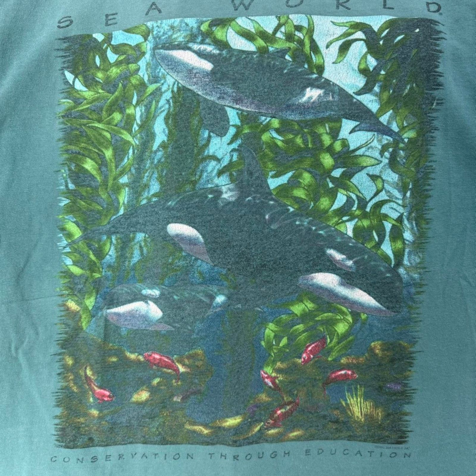 Other Vintage 90s Sea World Shamoo Killer Whale T-Shirt Size US L / EU 52-54 / 3 - 5 Thumbnail
