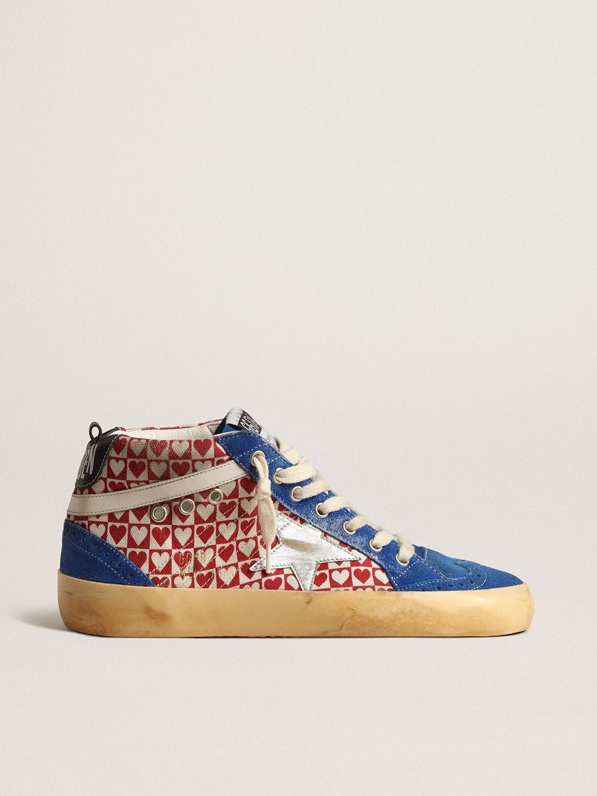 Golden Goose o1w1db10625 Mid Star in Canvas With Heart Print Sneakers Size US 7 / IT 37 - 1 Thumbnail