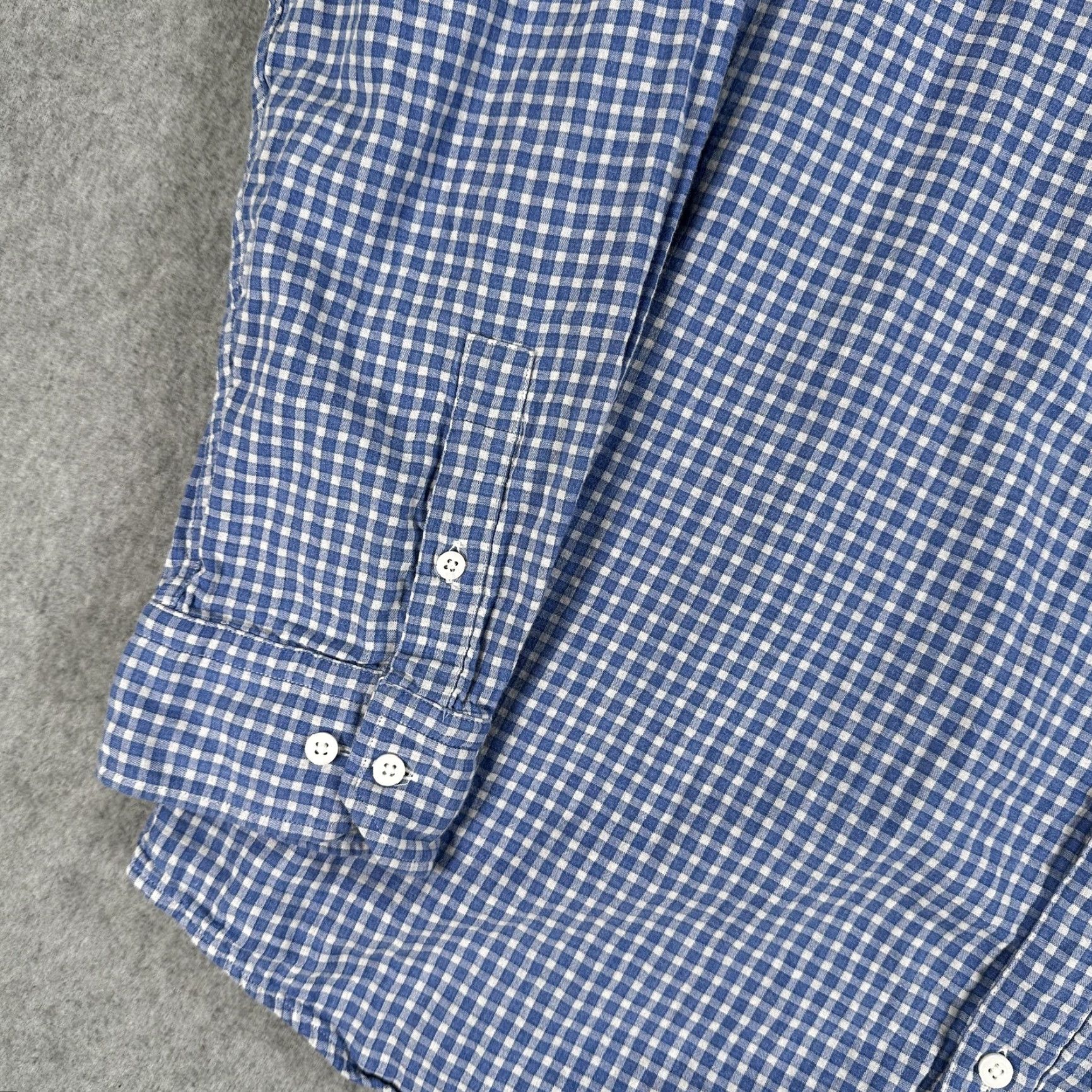 Johnston & Murphy Johnston & Murphy Shirt Button-Up Mens 2XL Blue Plaid Shirt Button Up Check Cotton Long Sleeve Men Size US XXL / EU 58 / 5 - 5 Thumbnail