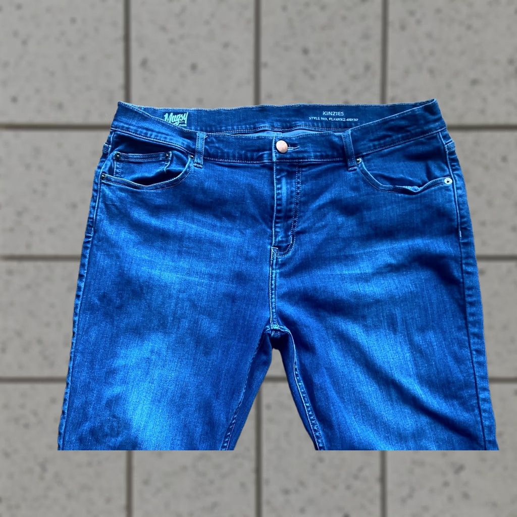 Denime Mugsy Jeans Kinzies FLX4NKZ Regular Size 40x32 Blue Denim Stretch 5-Pocket Men Jeans Mens Straight Brand Mugsy Size US 40 / EU 56 - 1 Thumbnail