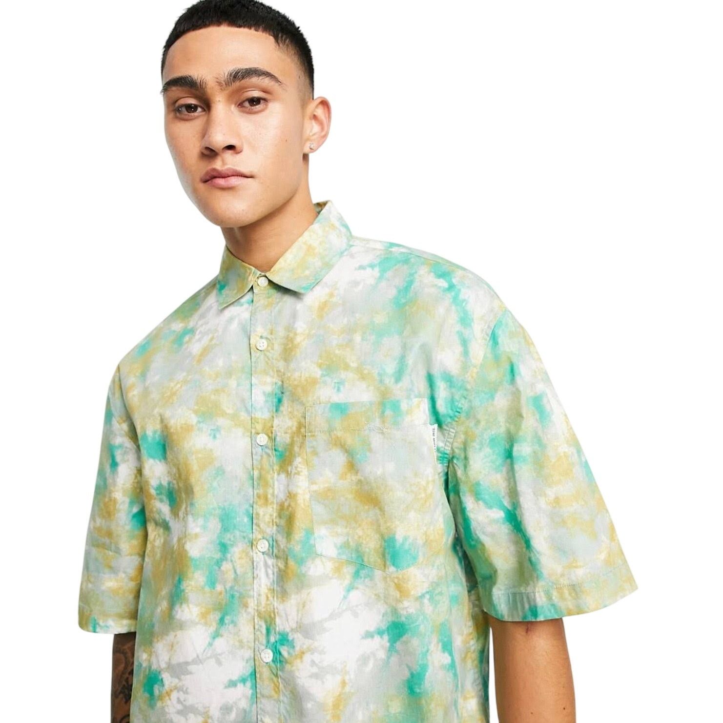 Topman Topman Button-Up Shirt Marble Print Short Sleeve Multi M Size US M / EU 48-50 / 2 - 1 Thumbnail
