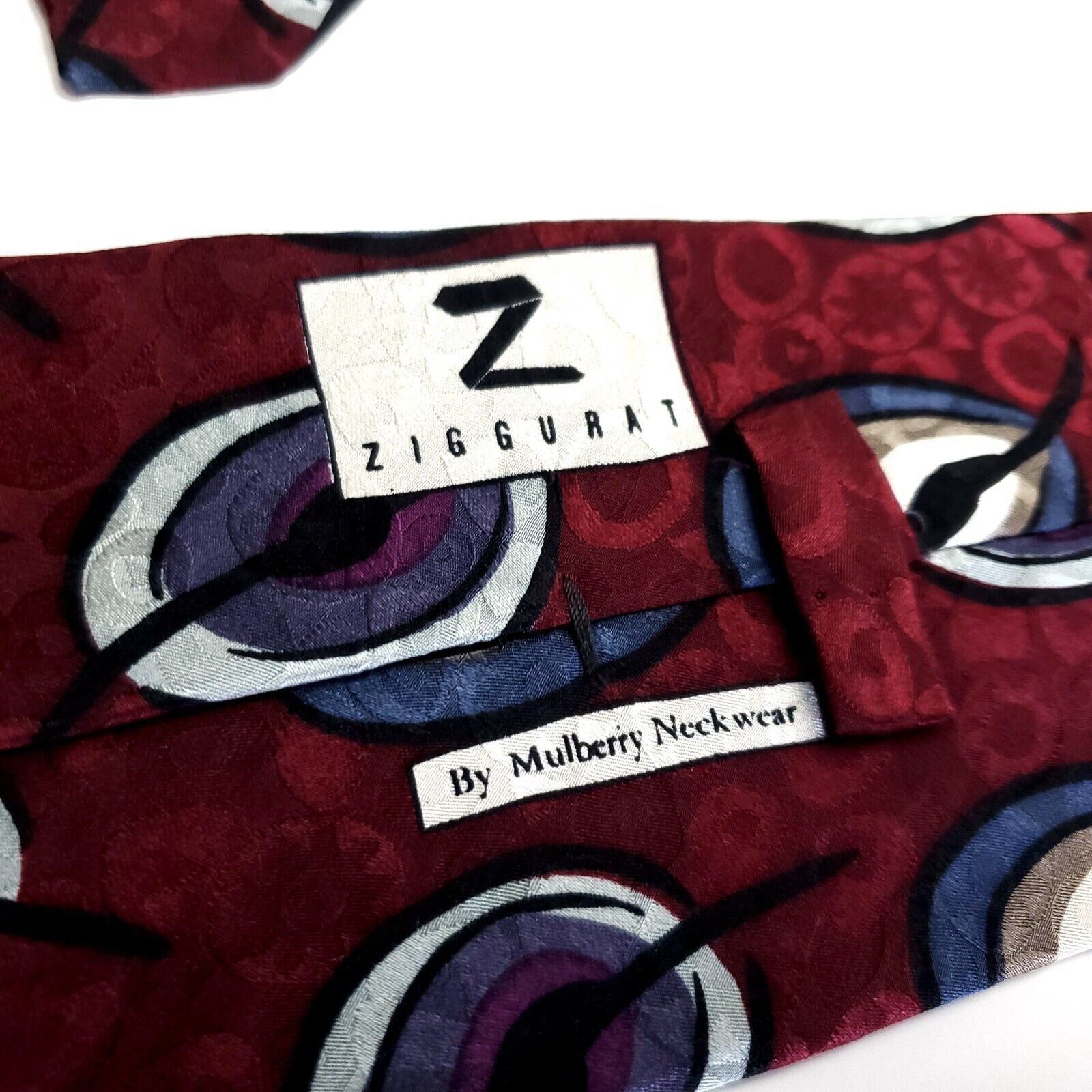 Designer Mulberry Ziggurat Abstract Maroon Red Jacquard Short Print S Size ONE SIZE - 3 Thumbnail