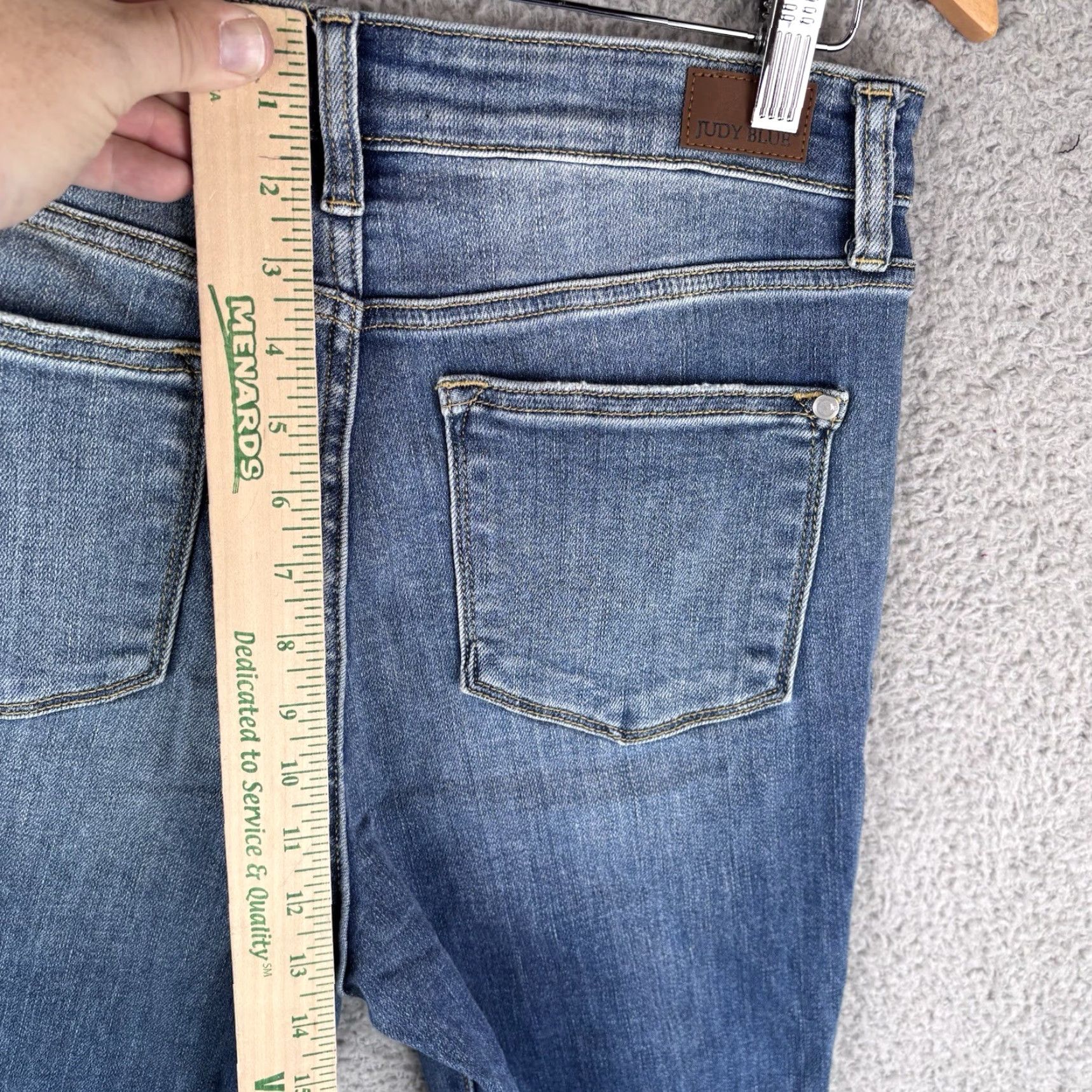 Vintage Judy Blue Jeans Womens 29 Bootcut Distressed Patched Stretch Denim Blue 5-Pocket JB82484MD Women’s Jeans Size 29" - 5 Thumbnail