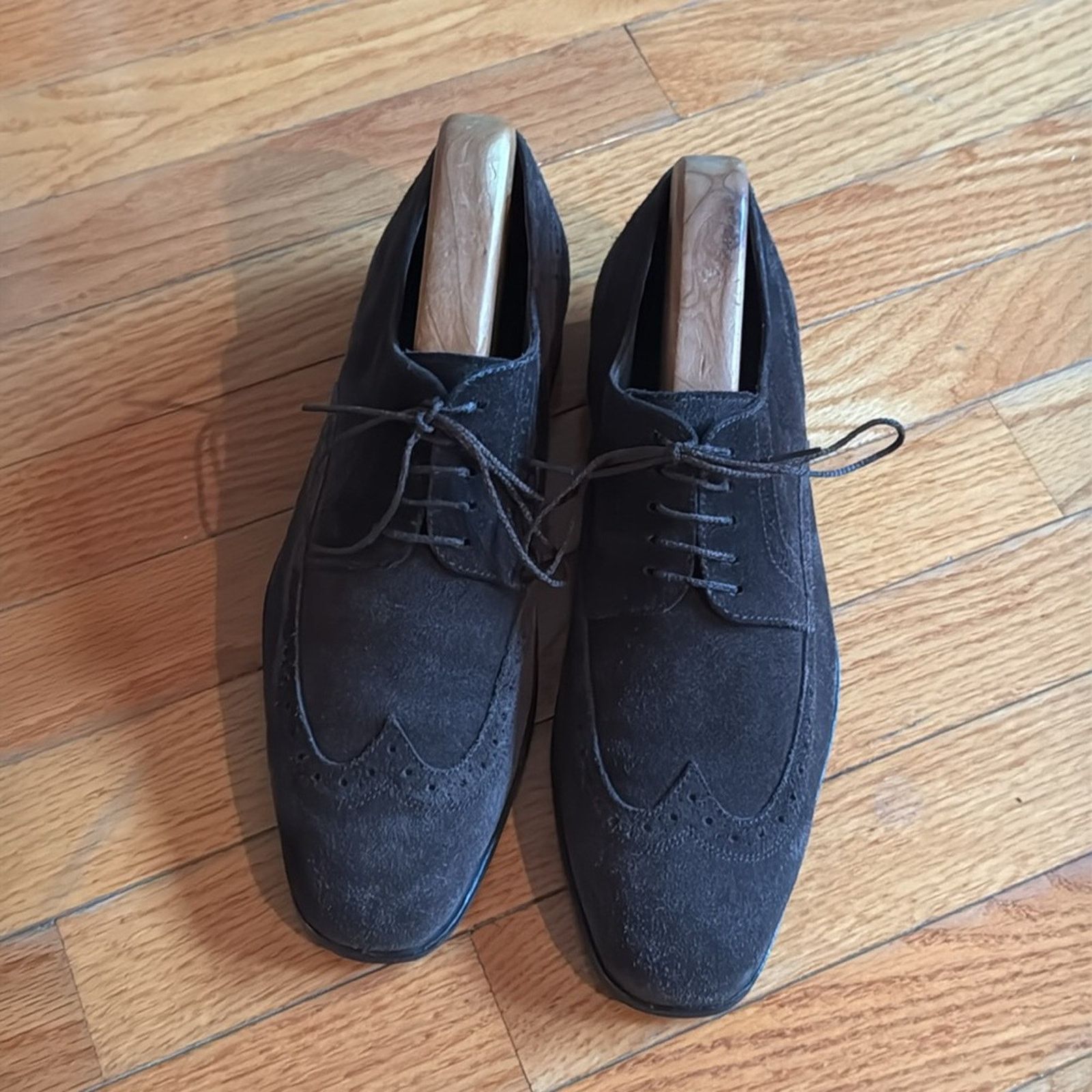 Hugo Boss Hugo Boss Suede Wingtip Oxfords | Chocolate Brown Size US 7 / EU 40 - 6 Thumbnail