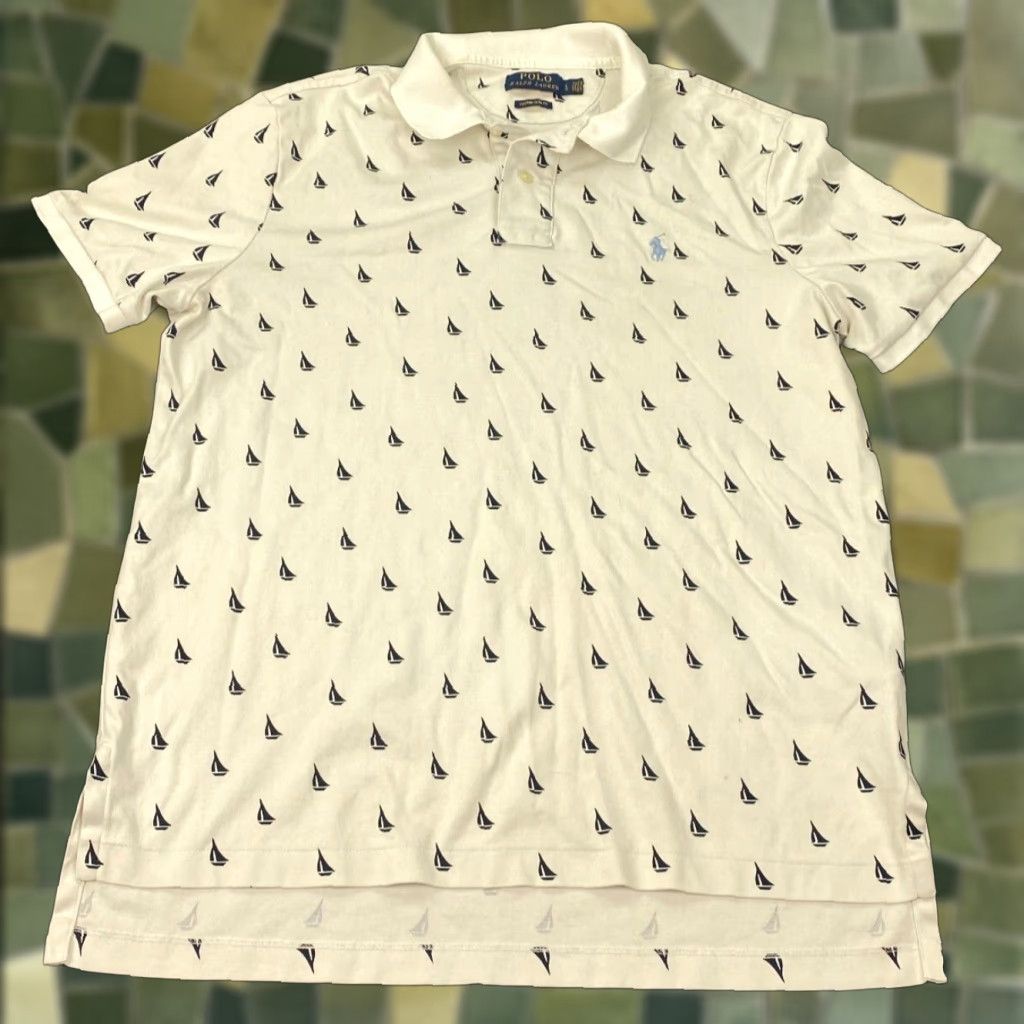 Polo Ralph Lauren VINTAGE Polo Ralph Lauren Shirt Mens Large White Pony Preppy Nautical Beach Sailboat 90s Mens L White Polo Shirt Size US L / EU 52-54 / 3 - 1 Thumbnail