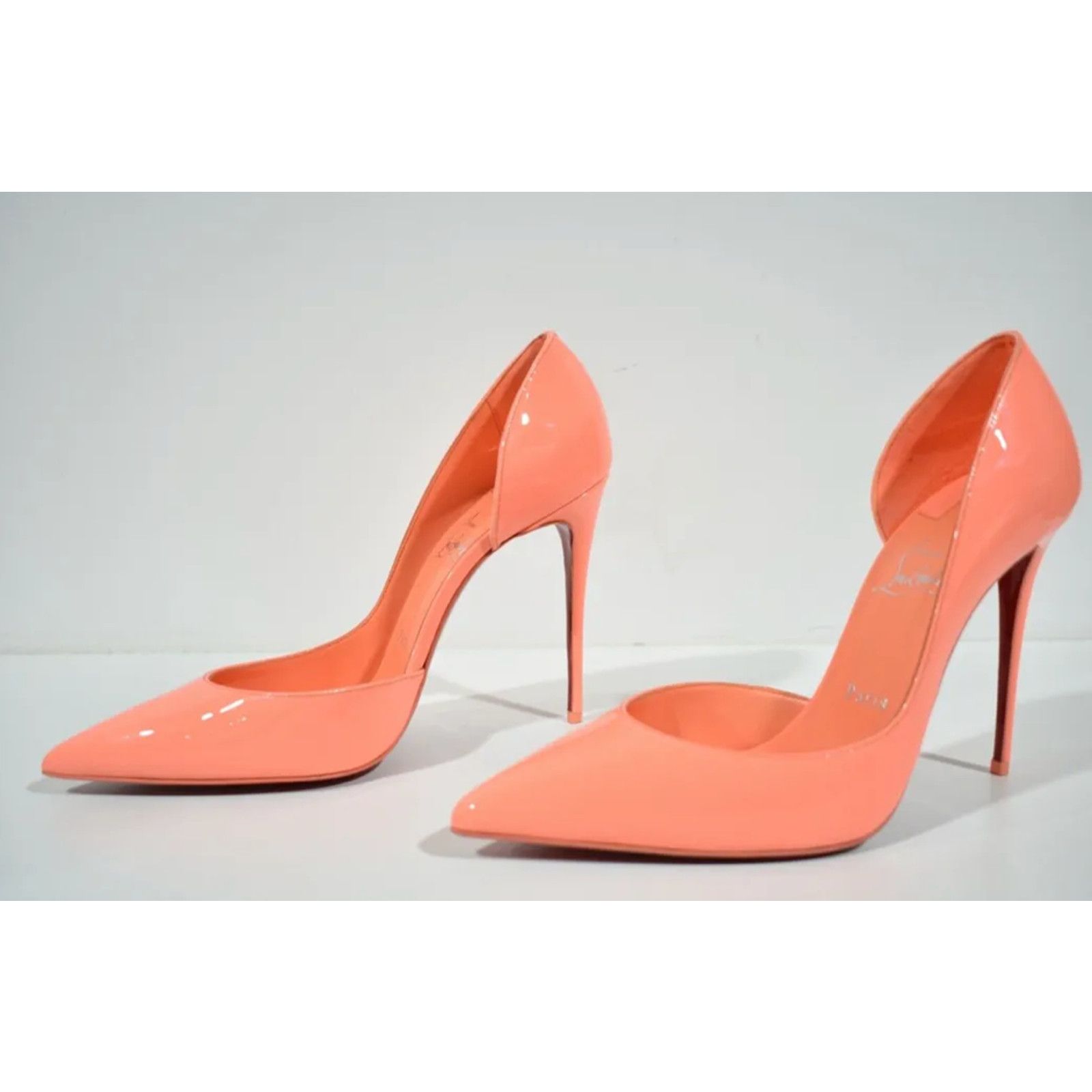 Christian Louboutin Iriza 100 Drag Orange Patent Leather D'Orsay Heel Pump 38 Size US 8 / IT 38 - 8 Thumbnail
